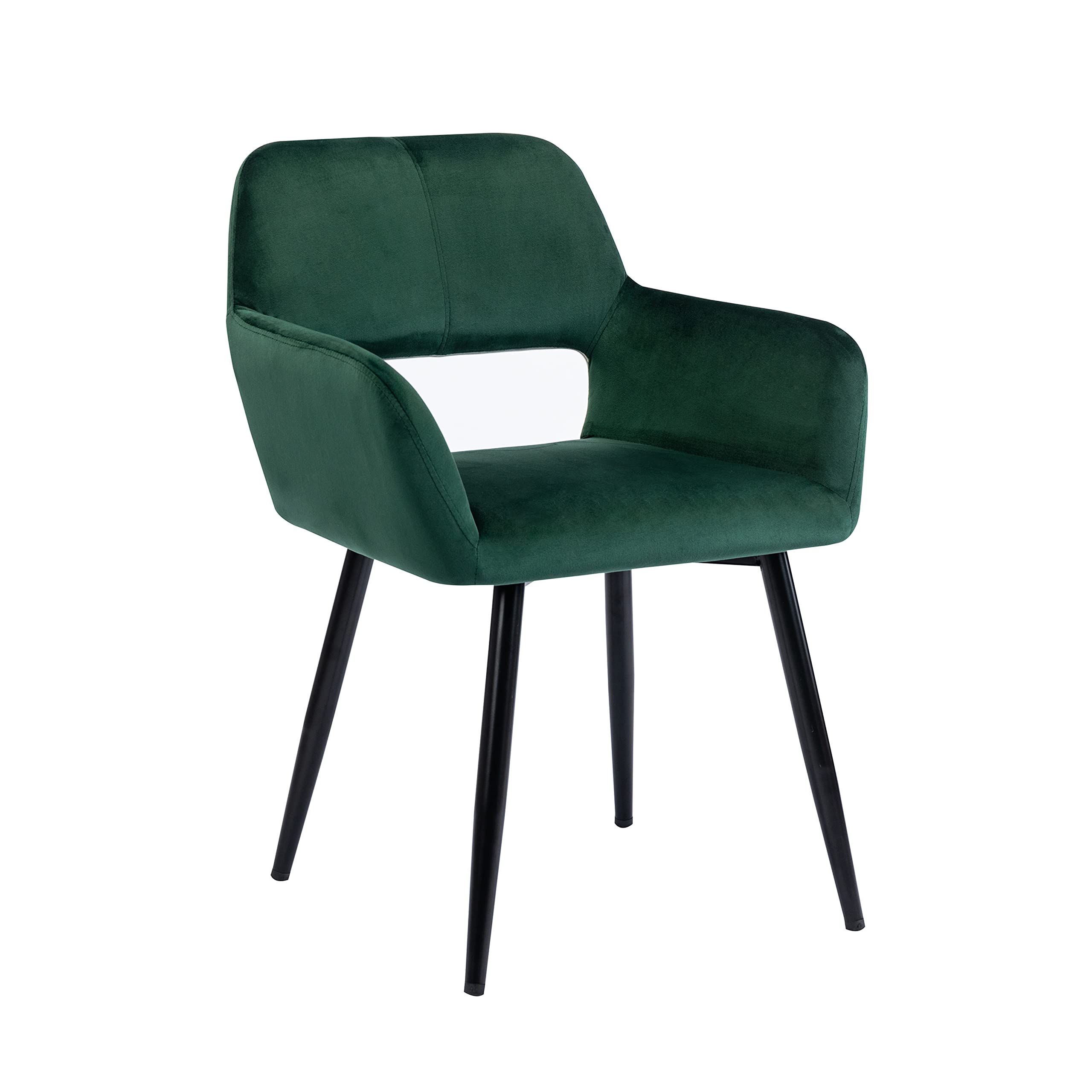 Porthos Home Giana Velvet Upholstered Dining Chair with Low Armrests & Metal Legs - Modern Space-Saving Design for Small Dining Rooms, Kitchenettes & Breakfast Nooks - Floor Protectors Included for Hardwood & Tile Floors