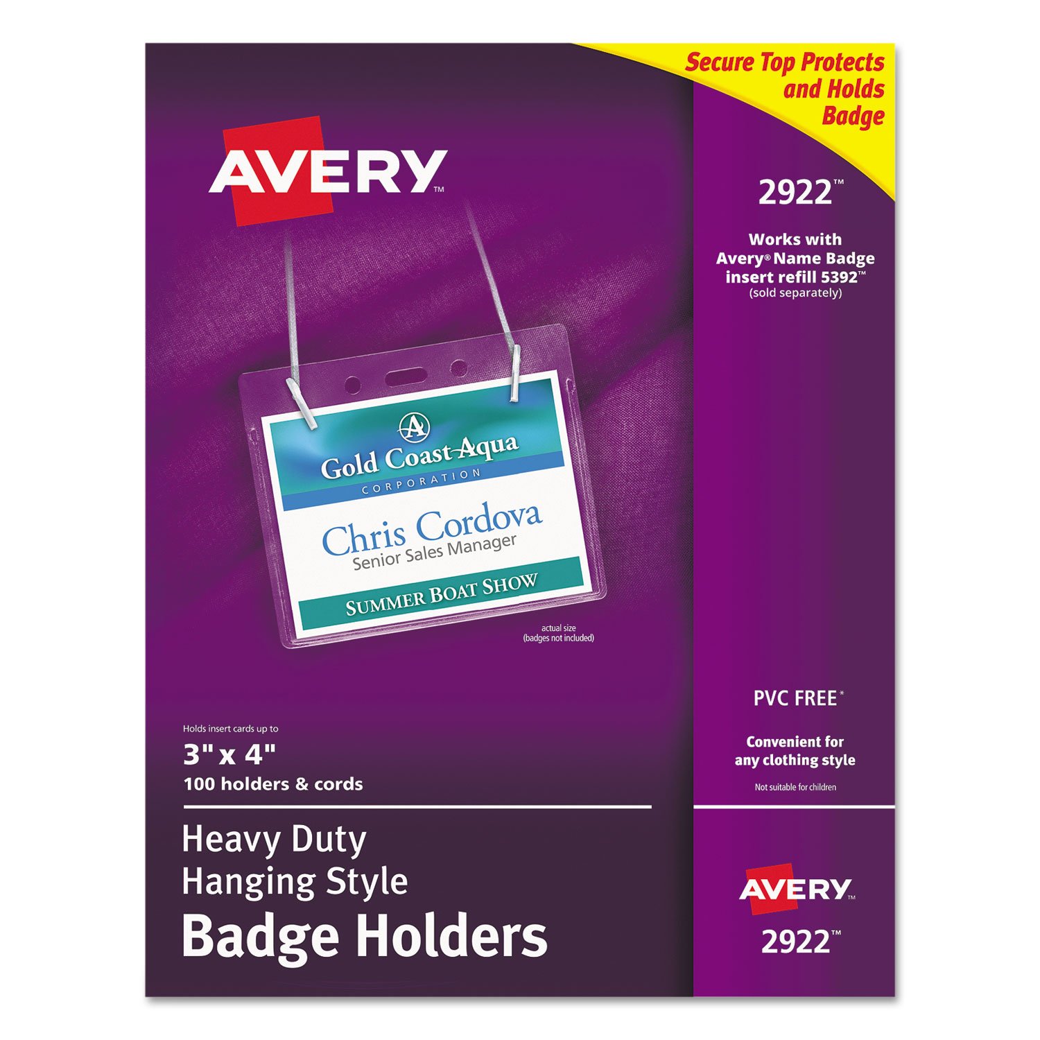 AVERY AVE2922 Secure Top Hanging-Style Badge Holders - Premium ID Card Holders for Events, Conferences & Workplace Security (Pack of 10)