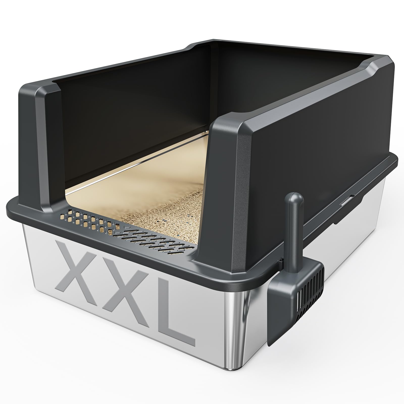 XXL Stainless Steel Cat Litter Box - Extra Large 27.6