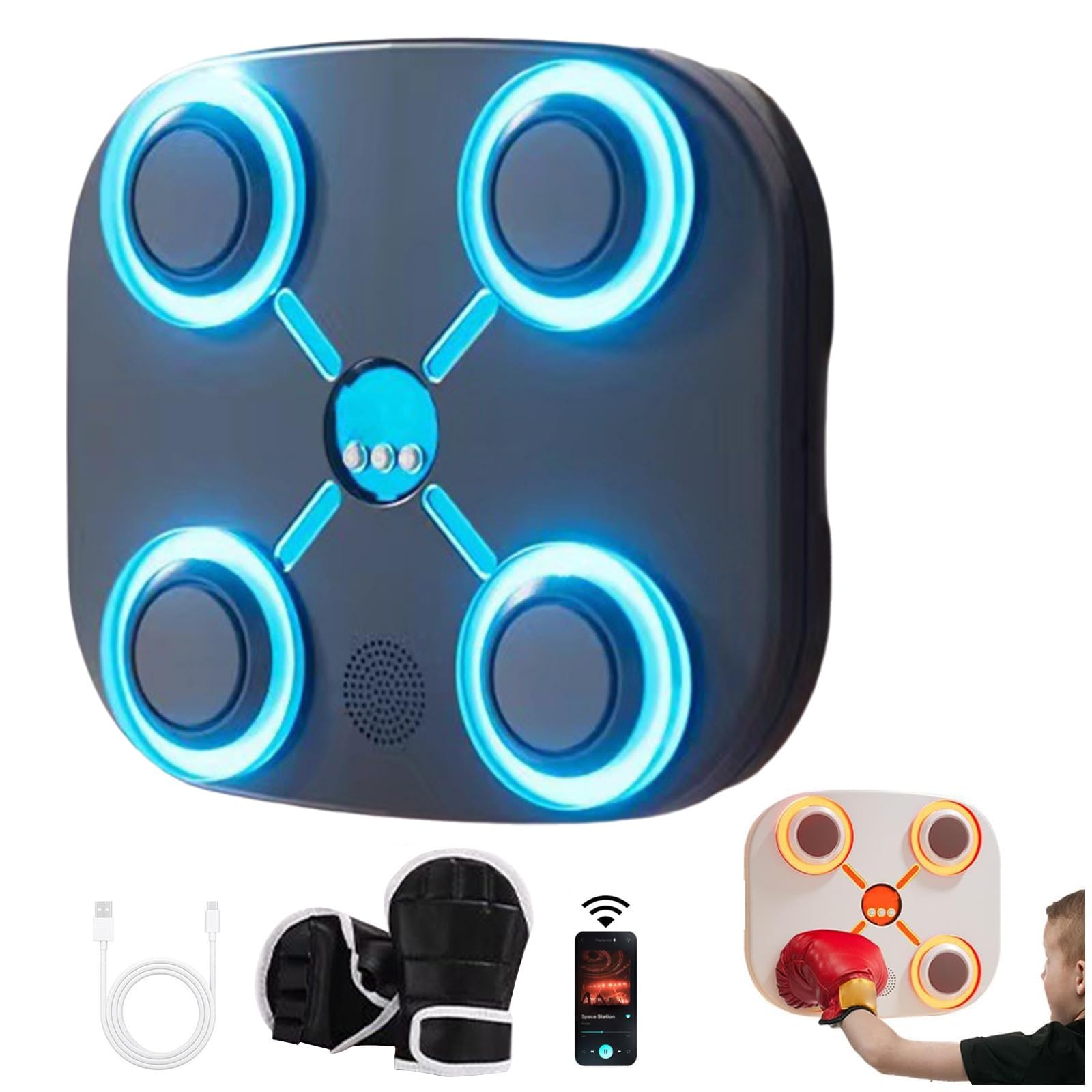 Smart Bluetooth Music Boxing Machine - LED Electronic Wall Mounted Trainer for Adults, Punching Target Workout Equipment - Perfect Gift for Men & Women | Home Gym & Stress Relief Workout