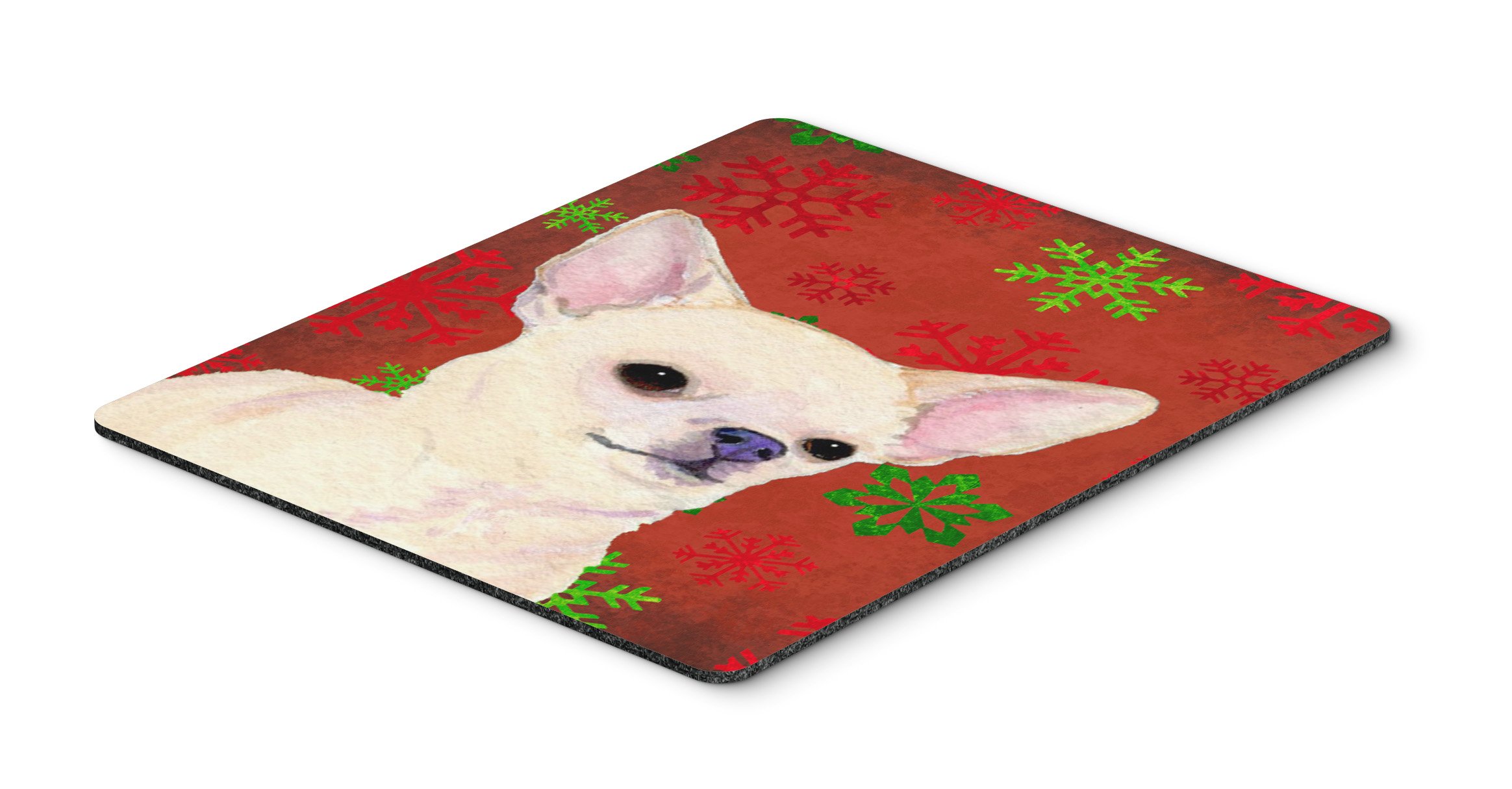Caroline's Treasures SS4679MP Chihuahua Red and Green Snowflakes Holiday Christmas Mouse Pad - Large Washable Non-Slip Mouse Mat for Office, Gaming & Laptop Use - Perfect Gift for Dog Lovers & Christmas Decor