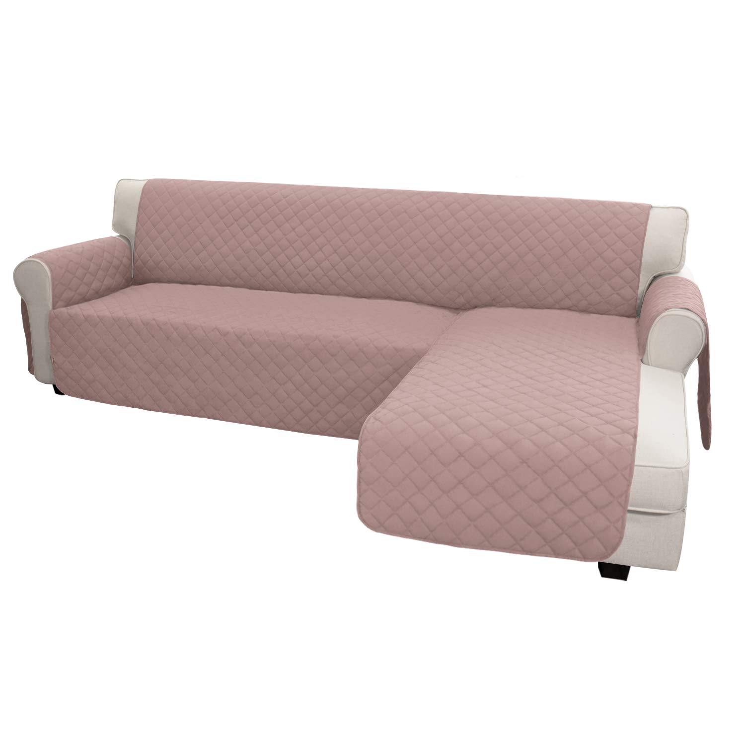 **Reversible L-Shaped Sofa Slipcover - Large Pink/Pink Sectional Couch Cover with Chaise Lounge | Pet & Kid Friendly Furniture Protector for Dogs, Cats & Children | Perfect for Living Room, Family Room & Home Decor**