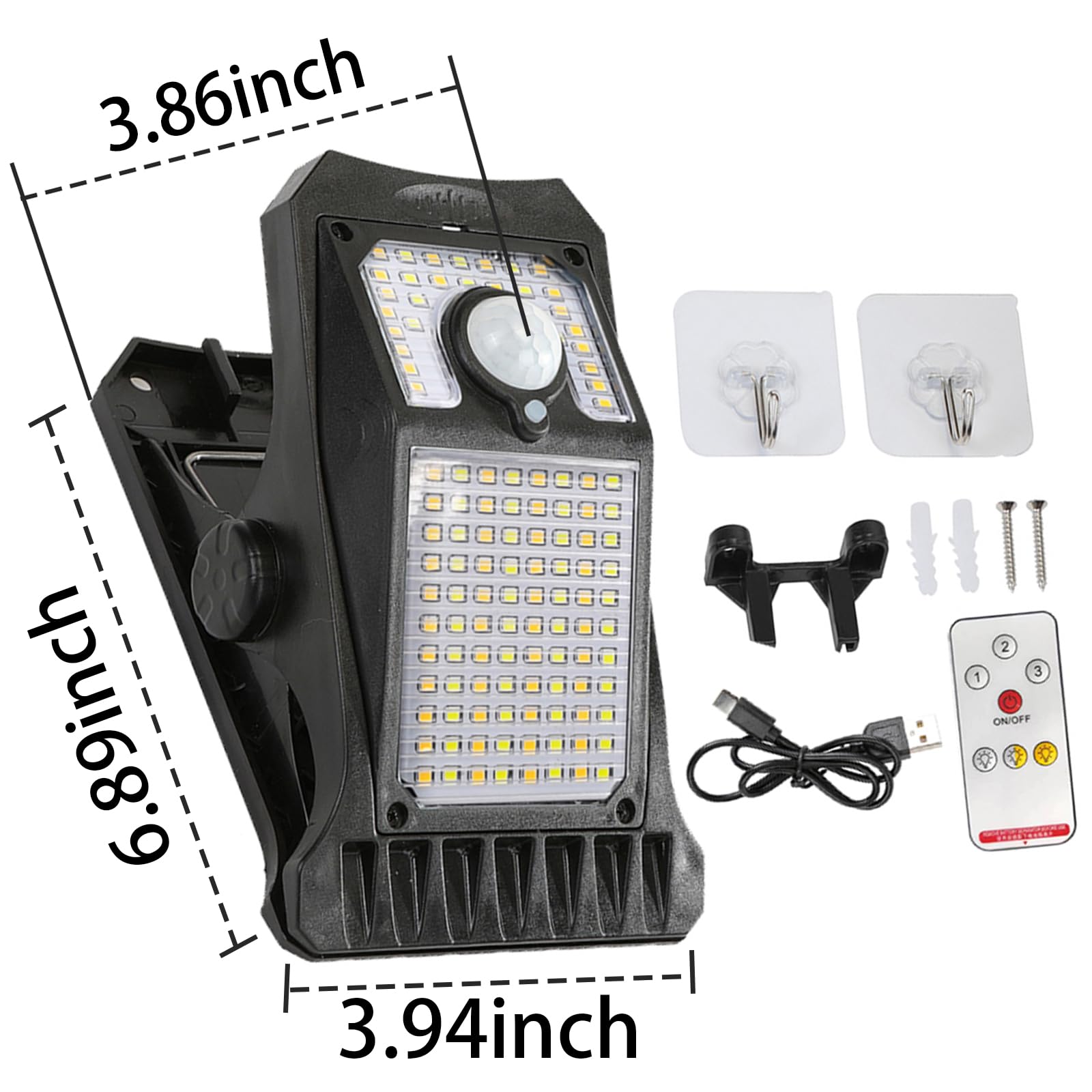 Clip on Solar Lights Outdoor - 3 Light Modes, 118 LED Solar Powered Fence Lights with Remote Control & Motion Sensor - Waterproof for Patio, Wall, Gutter, Camping (2 Pack) - Perfect for Backyard, Garden, Pathway & Outdoor Decor