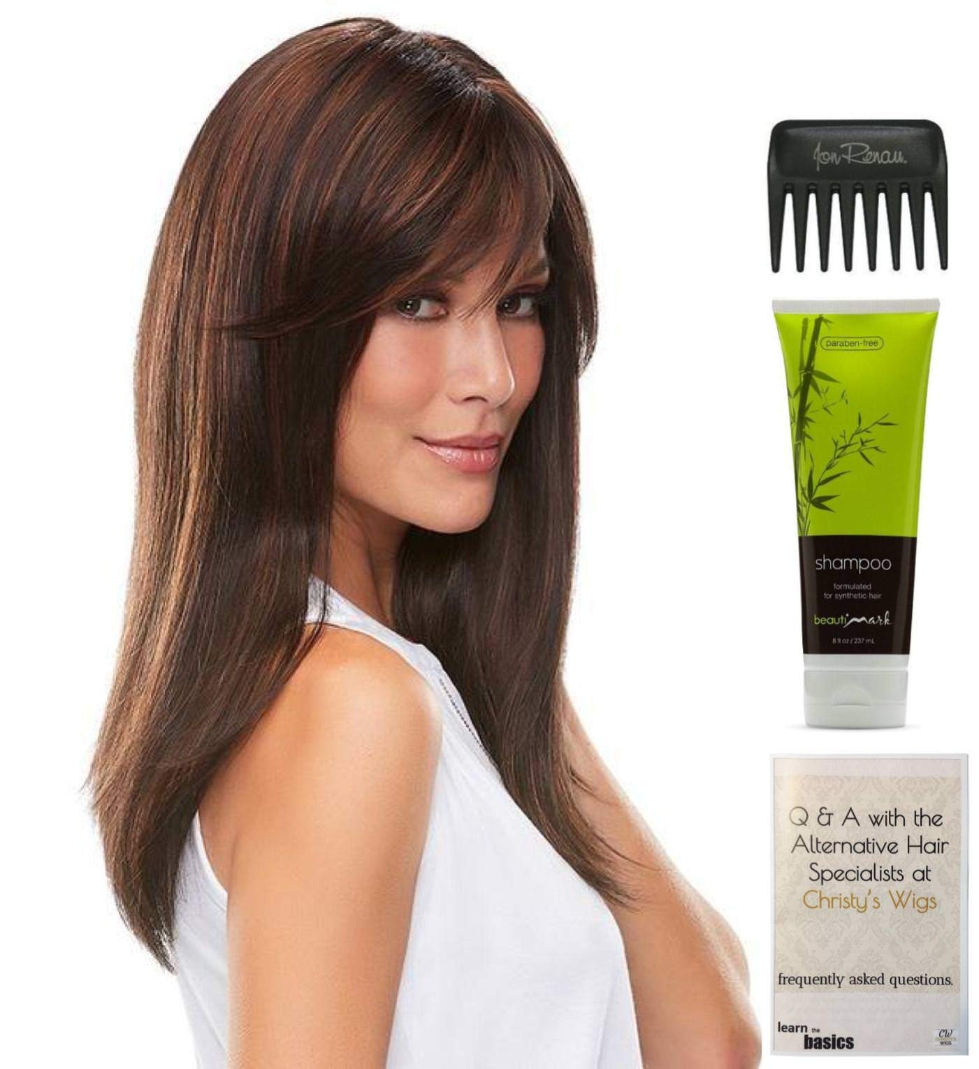 Jon Renau Camilla Wig Bundle (FS6/30/27) - Includes Synthetic Shampoo, Wide Tooth Comb & Styling Guide - Perfect for Daily Wear, Cosplay & Hair Loss Solutions