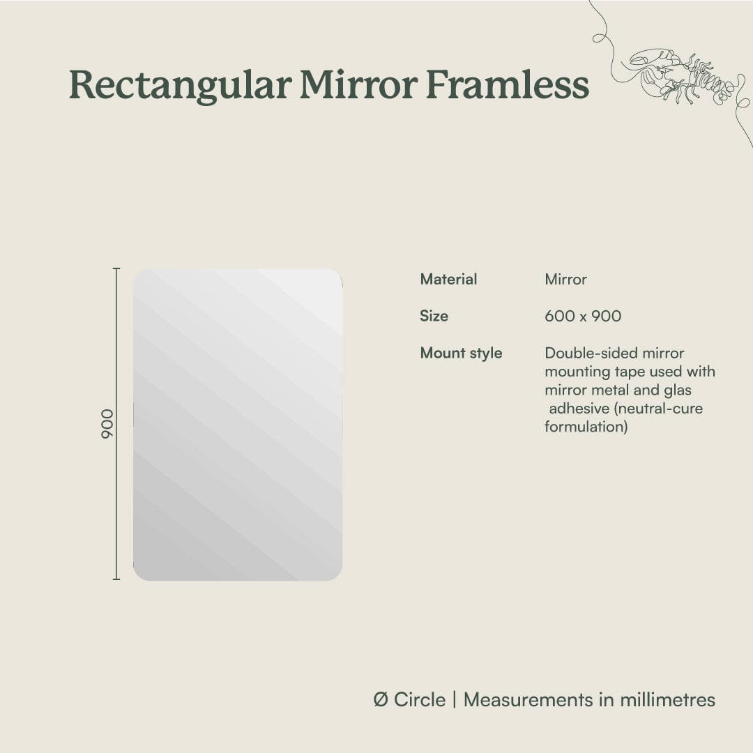 Frameless Rectangular Wall Mirror - Modern Home Decor for Bathroom, Bedroom & Living Room