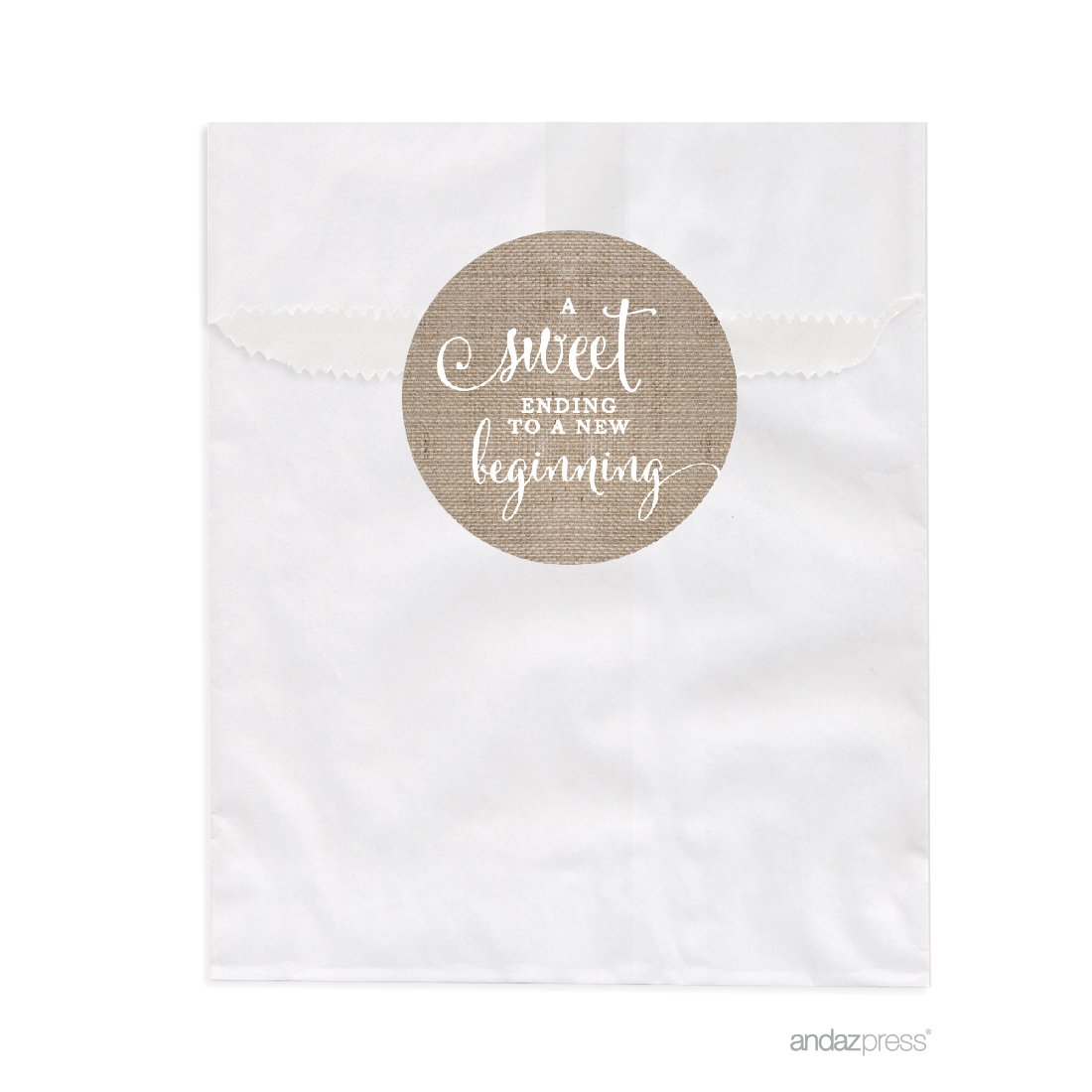 Andaz Press 24-Pack Burlap Print Dessert Table Party Favor Bags for Wedding, Baby Shower & Graduation - Sweet Treat Bags for Candy Buffet, Dessert Table Decorations & Party Favors