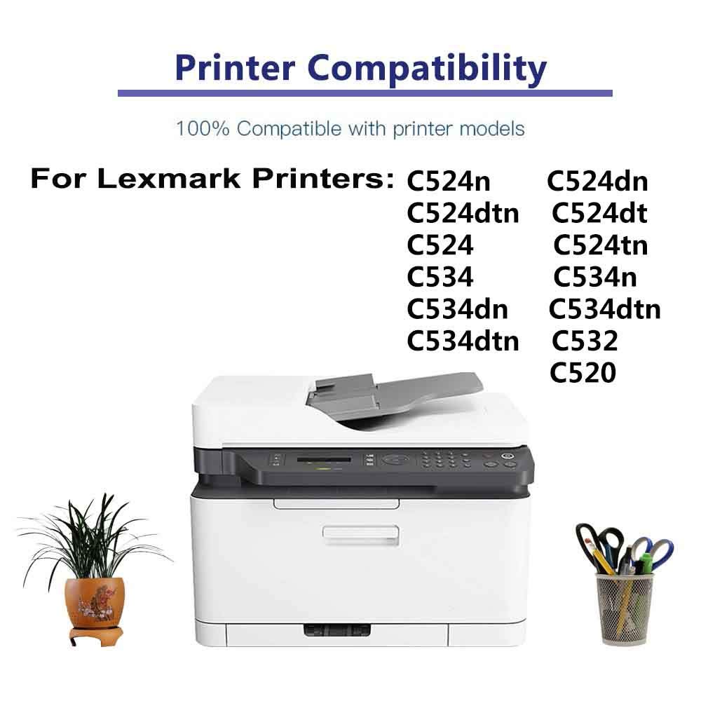 4-Pack High Yield Compatible Toner Cartridges (BK+C+Y+M) for HP C5240KH+/C5240CH+/C5240YH+/C5240MH+ - Works with HP Color LaserJet Pro C534dn/C534dtn/C532/C520 Printers | Office & Home Printing Solution