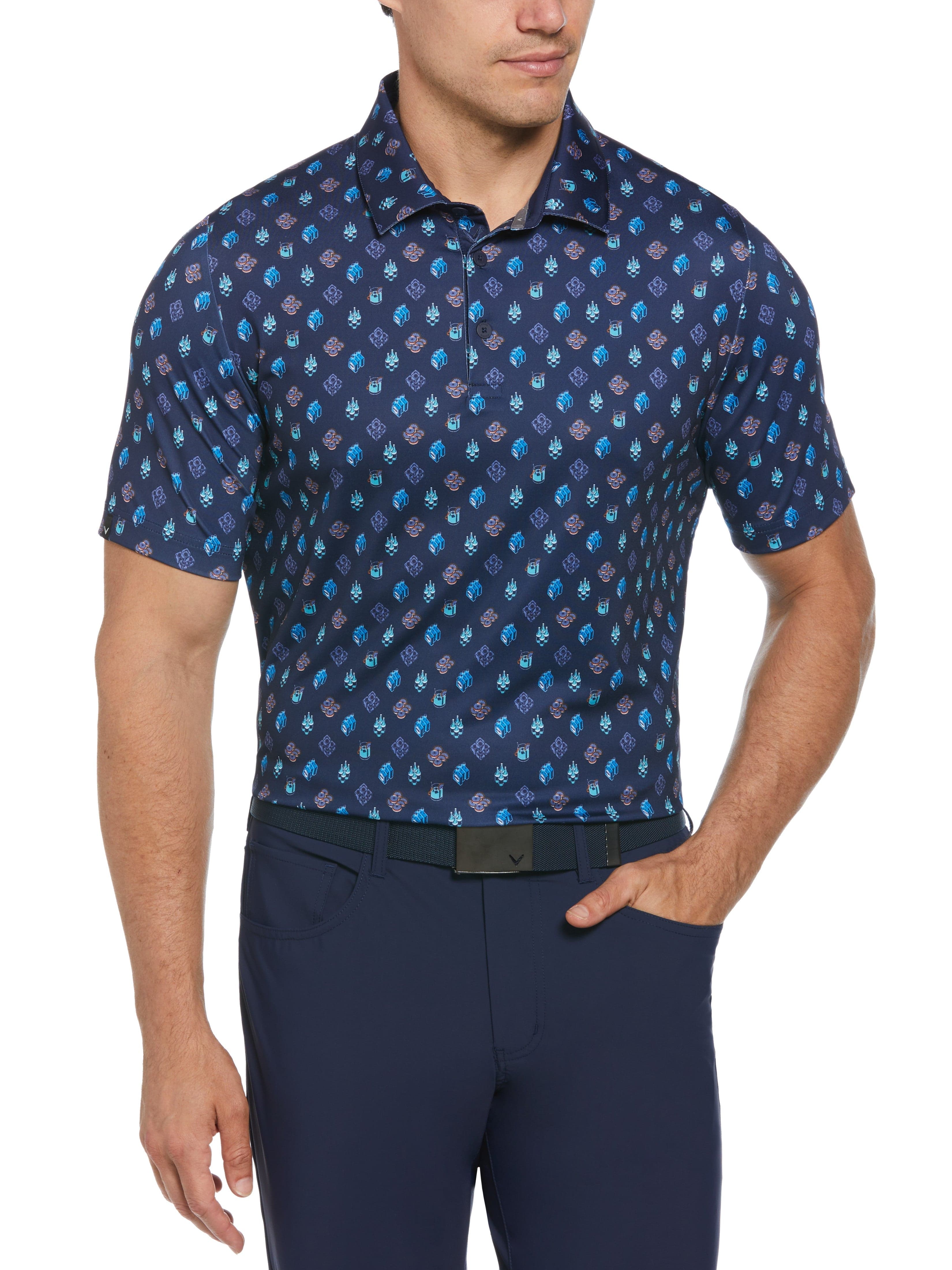 Men's Negroni Print Golf Polo Shirt - Breathable & Stylish for Golf, Casual Wear & Outdoor Activities