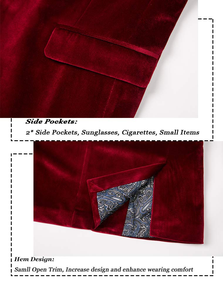Men's Velvet Blazer Slim Fit One Button - Wedding & Party Jacket