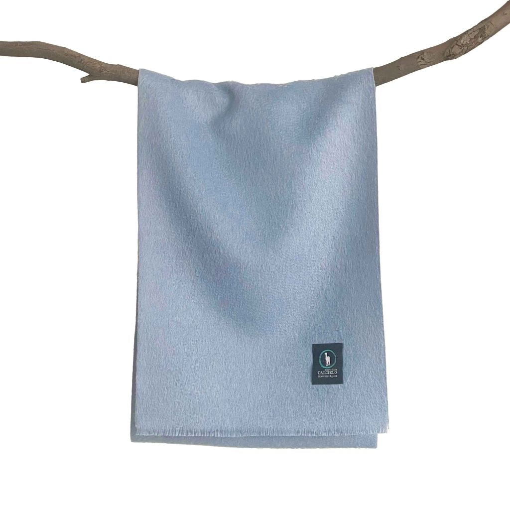 DALCIELO Soft Baby Alpaca Wool Scarf - Light Blue Winter Wrap for Women & Men - Perfect for Cold Weather, Outdoor Activities & Gift Giving