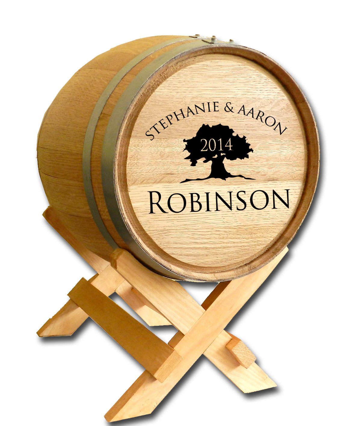 Personalized 5 Gallon Oak Wedding Barrel Gift Card Box Holder - Engraved Wedding Table Decor for Reception, Alternative Signature Guest Book (B503) - Perfect for Rustic Weddings, Anniversary Gifts & Special Events Decorations