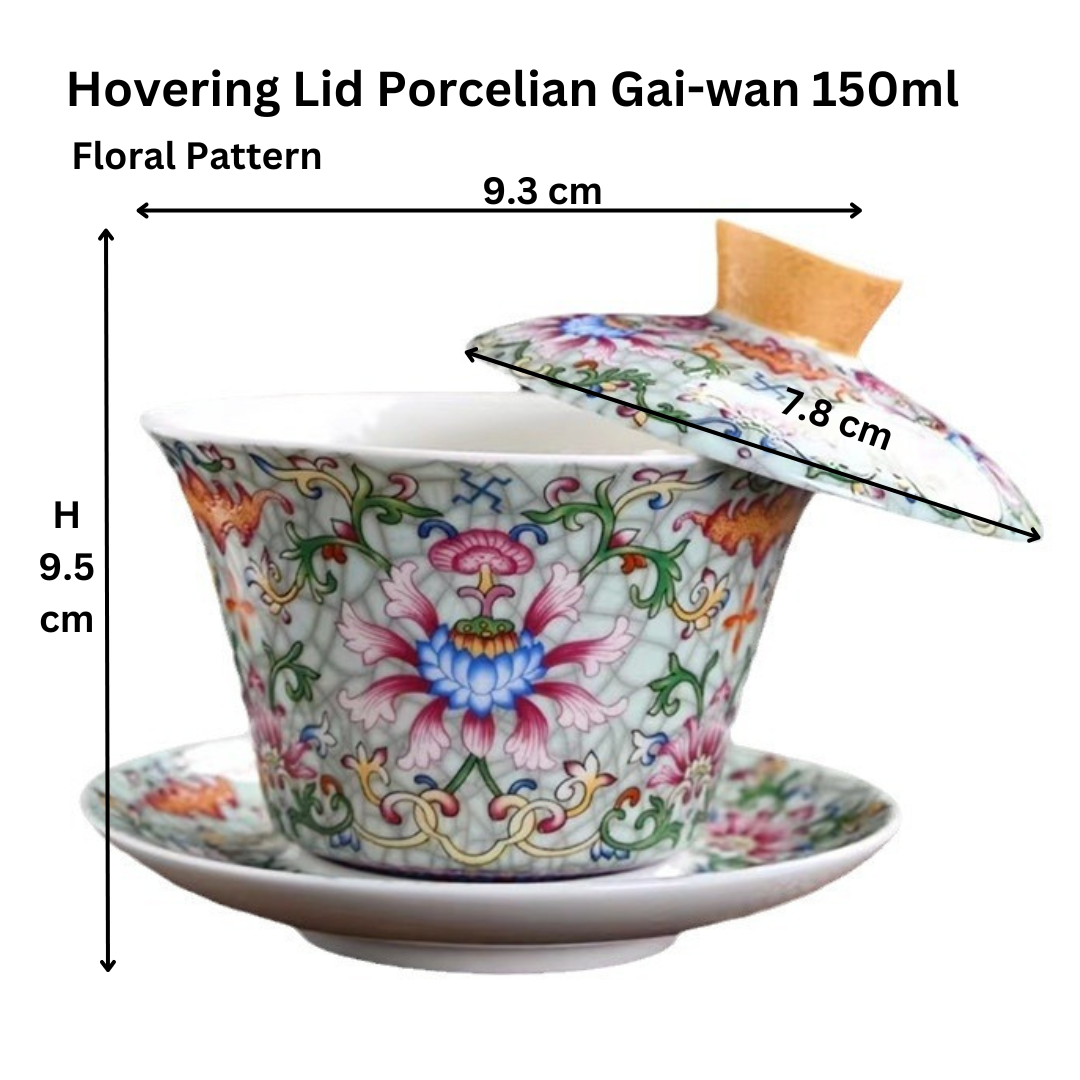 Premium Enamel Hovering Lid Gai Wan - Chinese Tea Set with Strainer for Gongfu Tea Ceremony | Perfect for Loose Leaf Tea Brewing at Home or Office