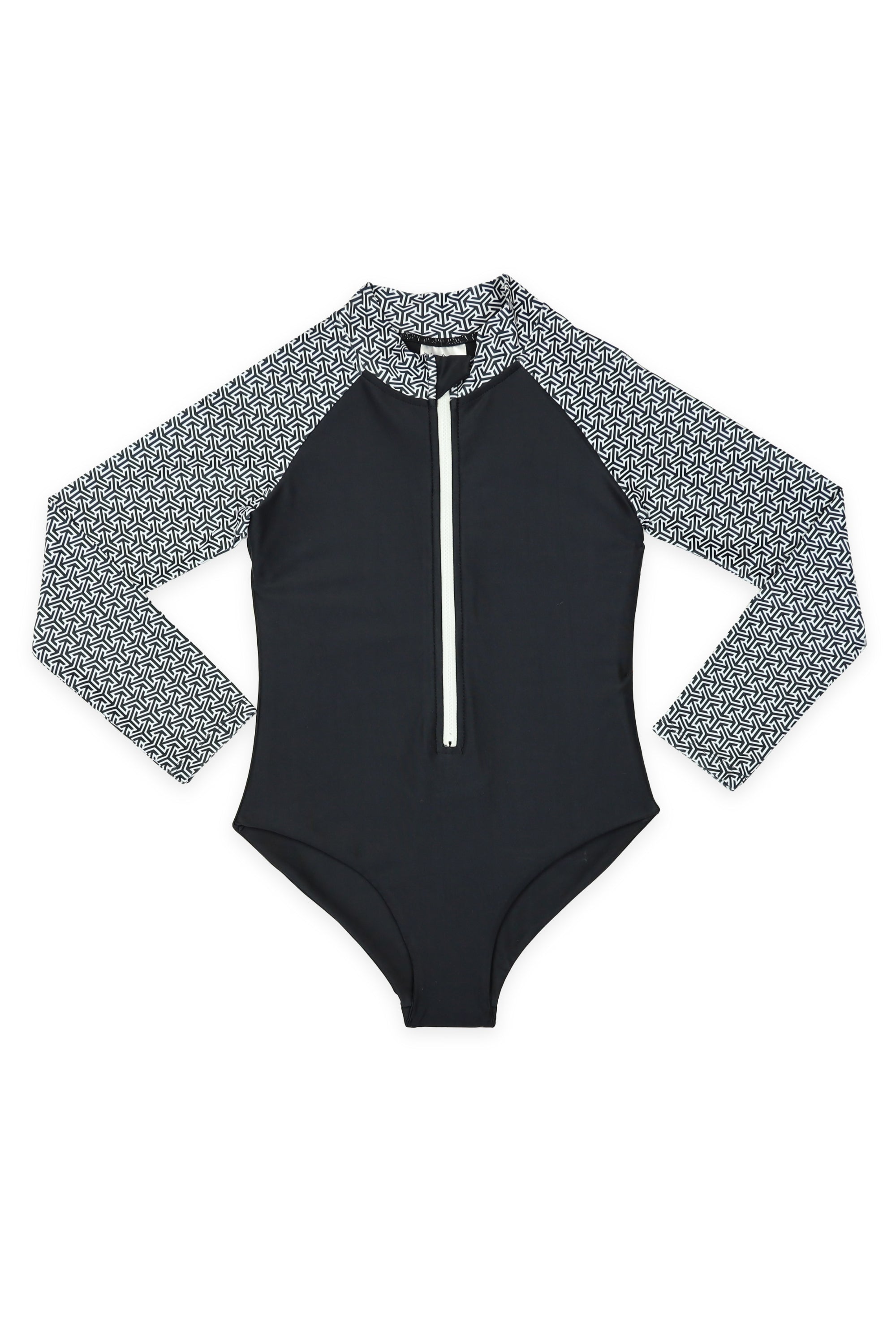 Kusu Girls Front Zip Long Sleeve One Piece Jumpsuit - Black | Comfortable & Stylish Romper for Toddlers & Kids | Perfect for Playdates, School & Outdoor Activities