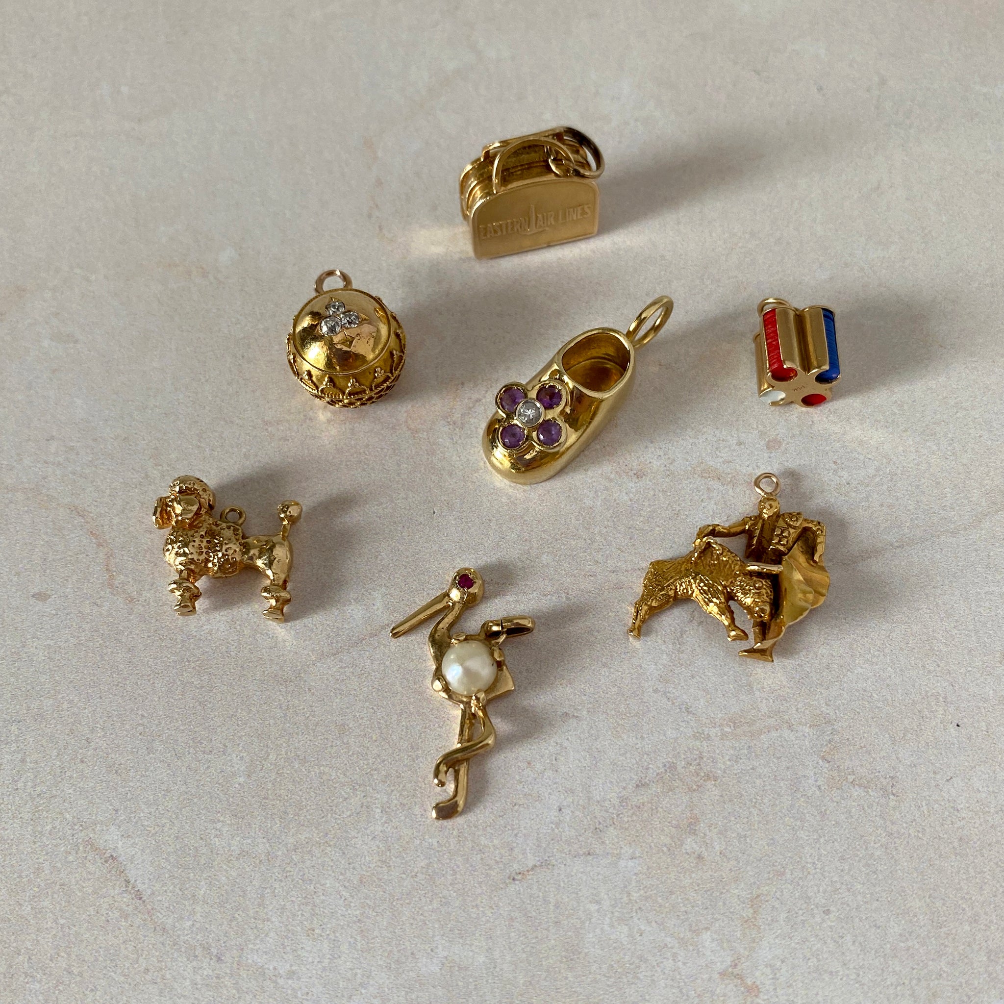 Vintage 14K Gold Stork Charm with Pearl - Elegant Jewelry for Baby Showers, Christenings & Special Occasions
