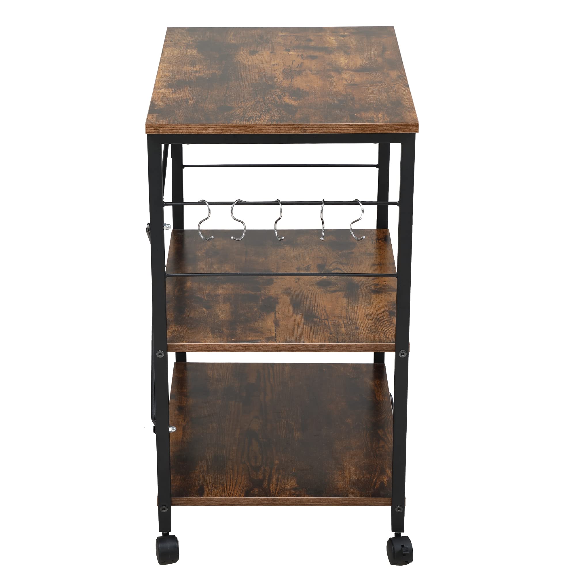 **Goujxcy Mobile Kitchen Island Cart with Storage - Rolling Kitchen Cart with Lockable Wheels, Adjustable Shelves, Drawers & Cabinets - Perfect for Small Kitchens, Dining Rooms & Food Prep (Dark Brown)**