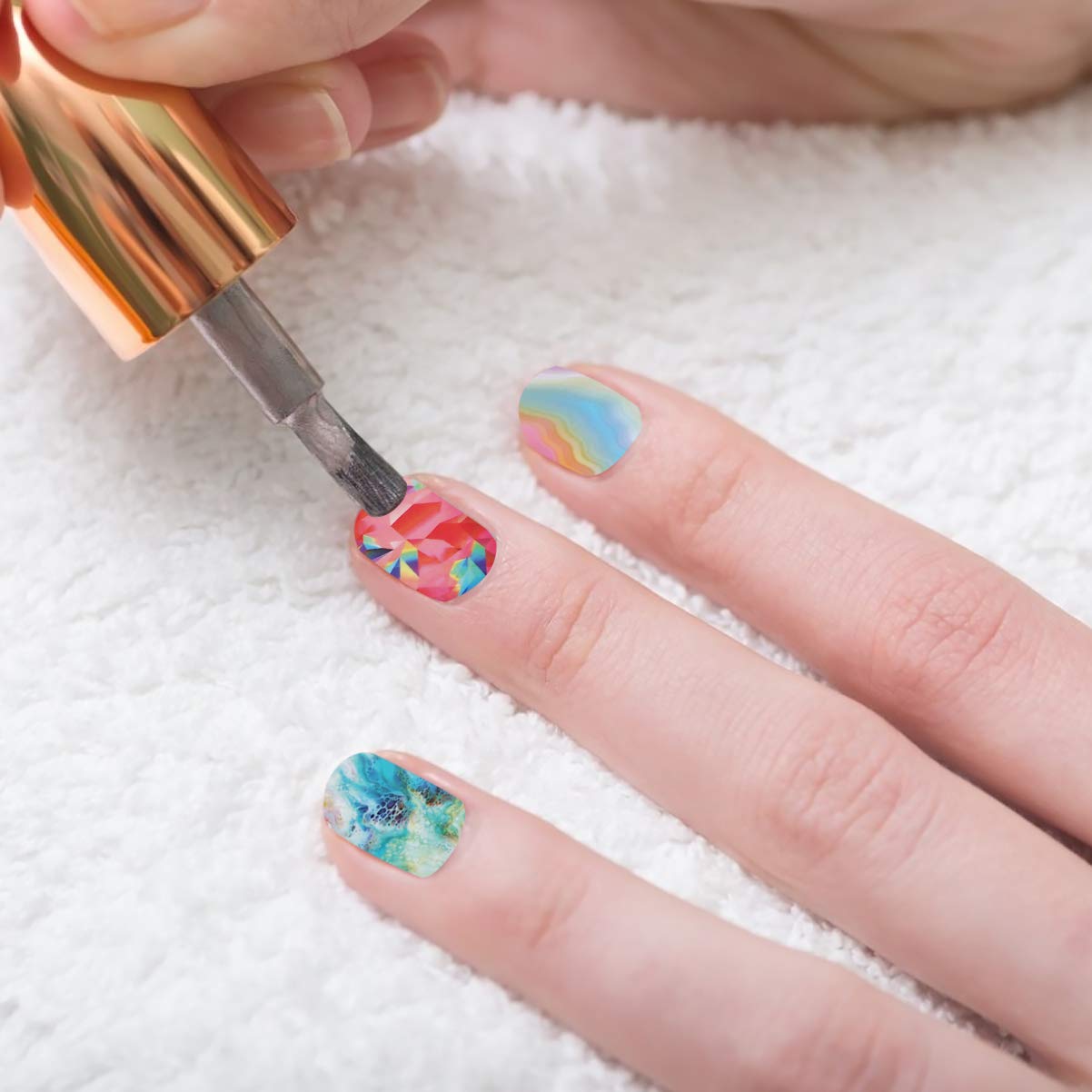 EXCLUZO 32pcs Self-Adhesive Nail Polish Stickers - Full Wrap Nail Art Decals with Gorgeous Flame Design for Women & Girls | Perfect for Parties, Weddings, and Everyday Nail Art