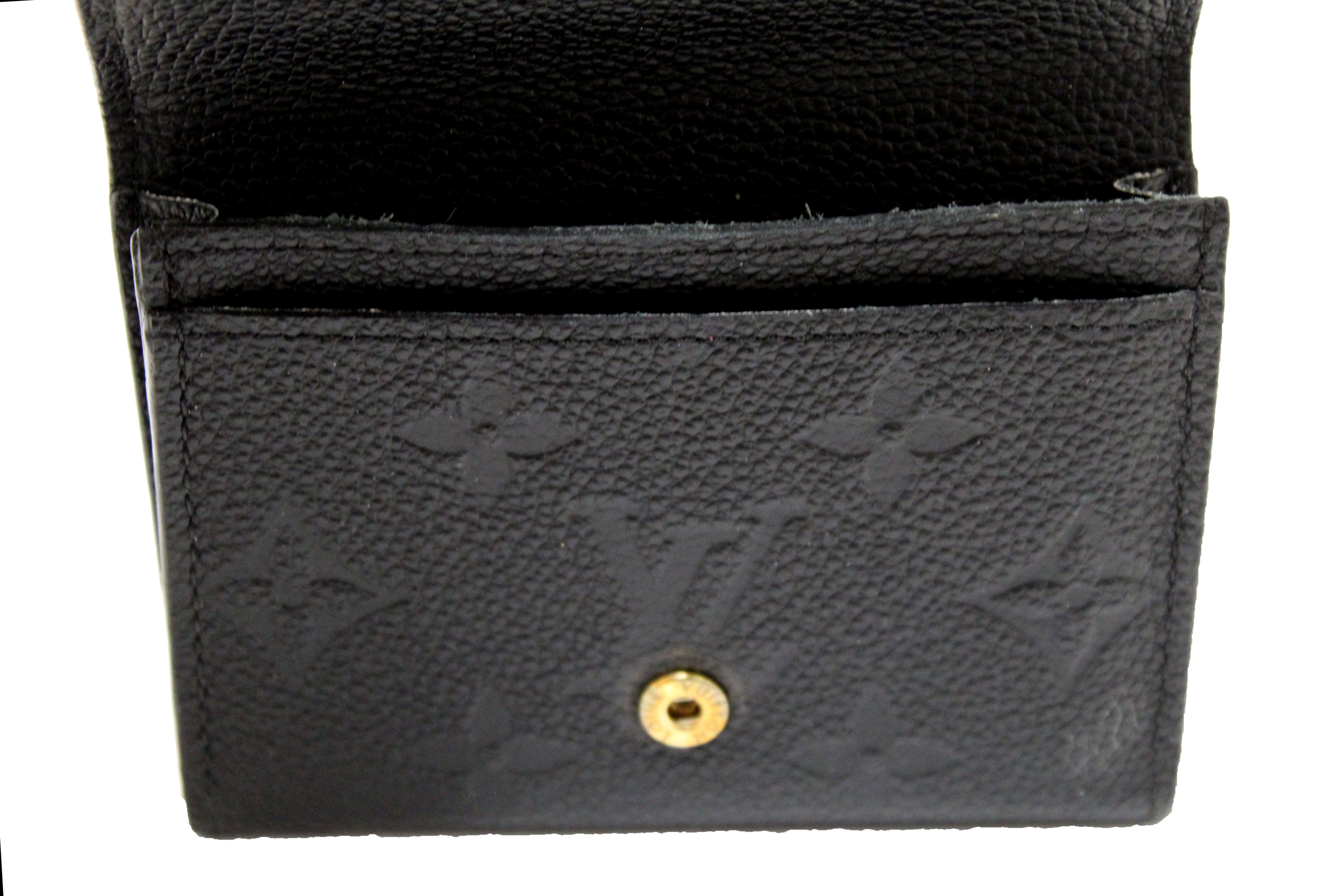 Authentic Louis Vuitton Black Empreinte Monogram Leather Business Card Holder - Luxury Slim Wallet for Men & Women - Perfect for Office, Meetings & Professional Networking
