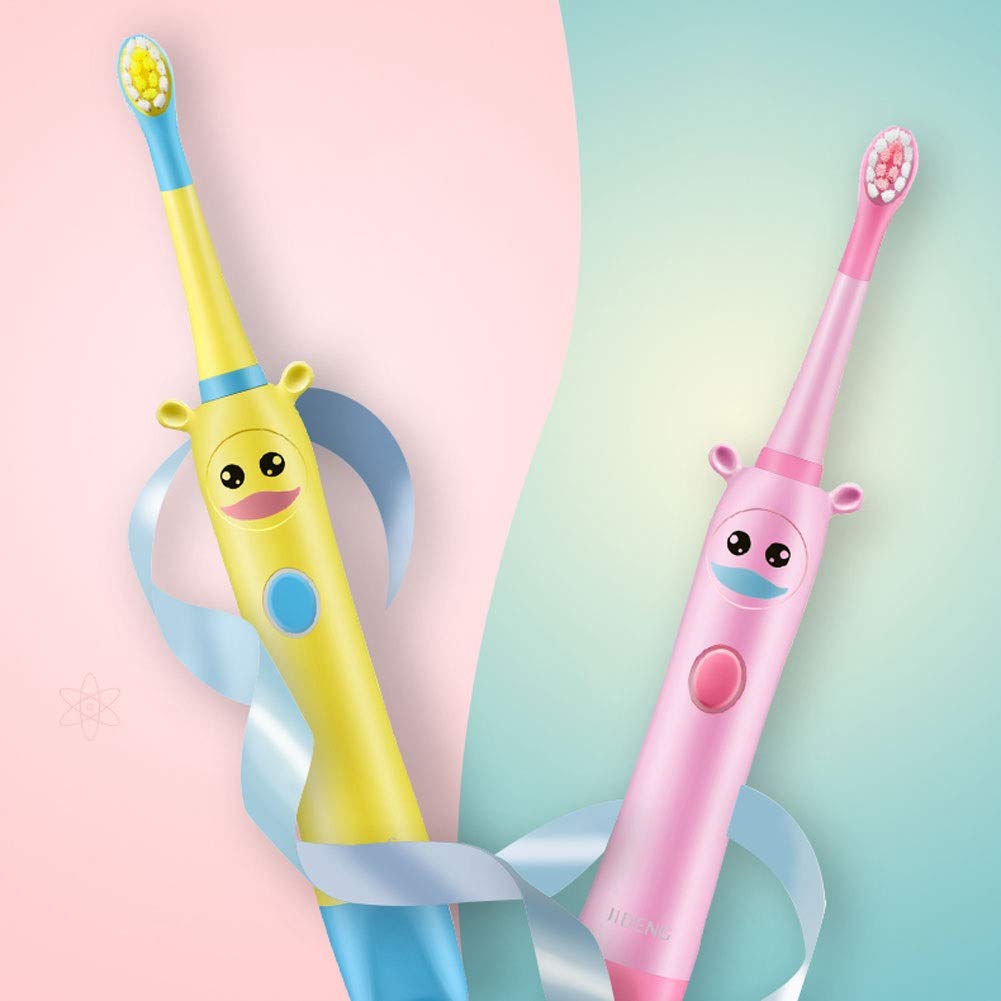 Kids Electric Toothbrush - USB Rechargeable with Smart Timer & 3 Cleaning Modes for Boys & Girls Ages 3-12 | Soft Bristles for Gentle Cleaning | Perfect for Home & Travel Use (Pink, Pack of 2)