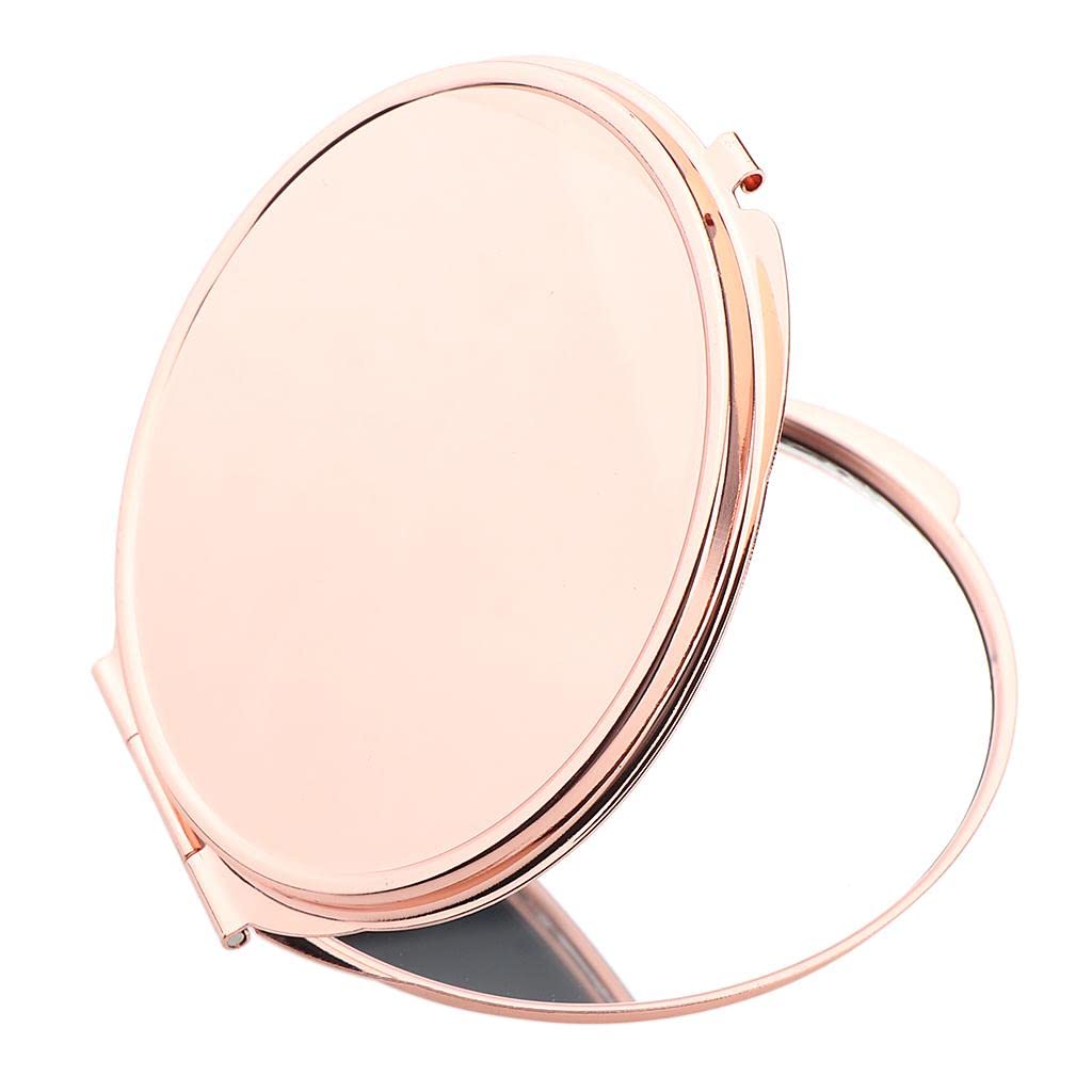 Oshhni Round Double-Sided Vanity Mirror with LED Lights - Portable Folding Makeup Mirror for Travel & Home, Rose Gold - Perfect for Makeup, Skincare, and Hair Styling