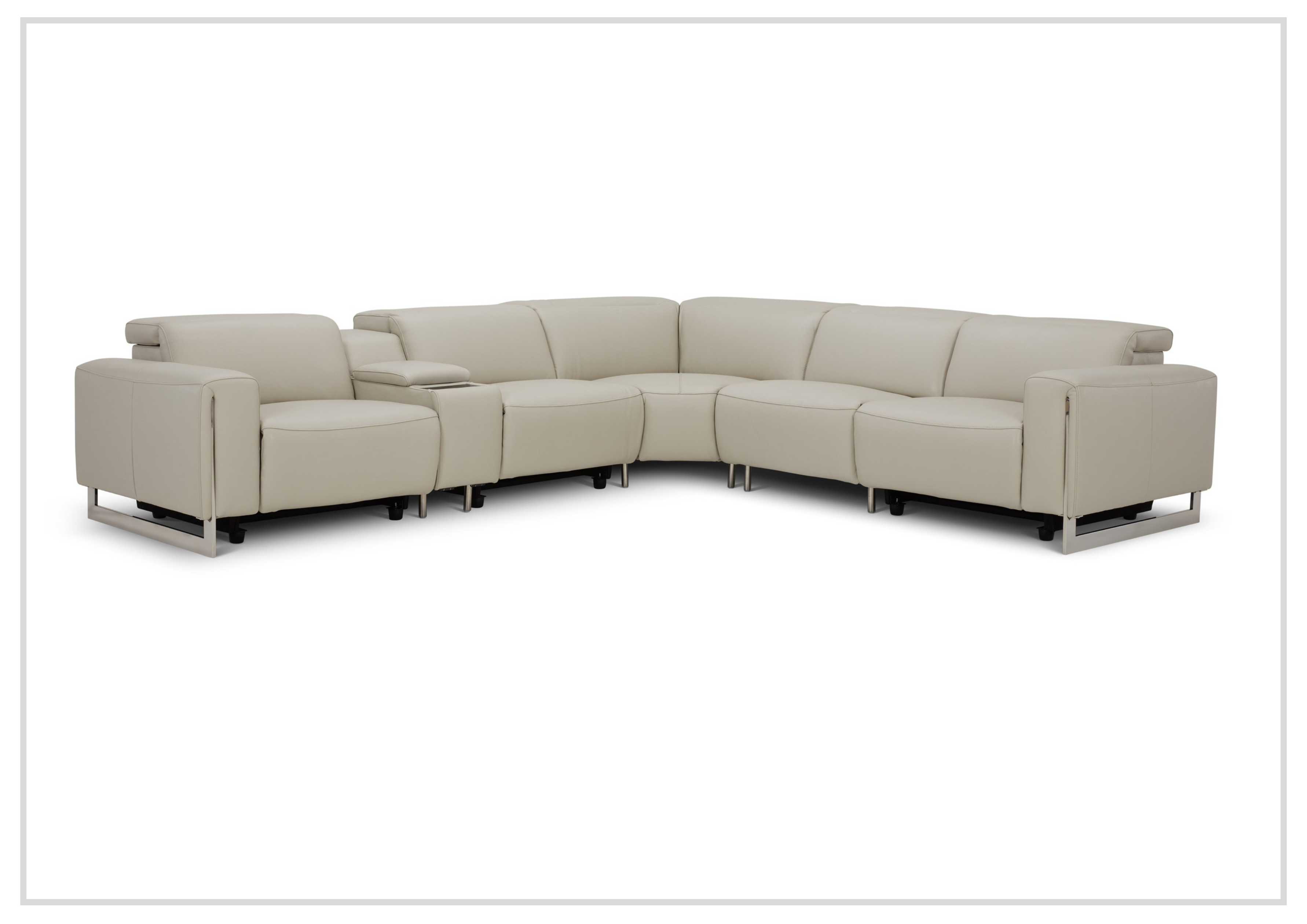 Gio Italia Picasso 6-Piece Motion Recliner Sectional Sofa Set with Power Recline & Cup Holders - Modern L-Shaped Living Room Furniture for Home Theater & Family Gatherings