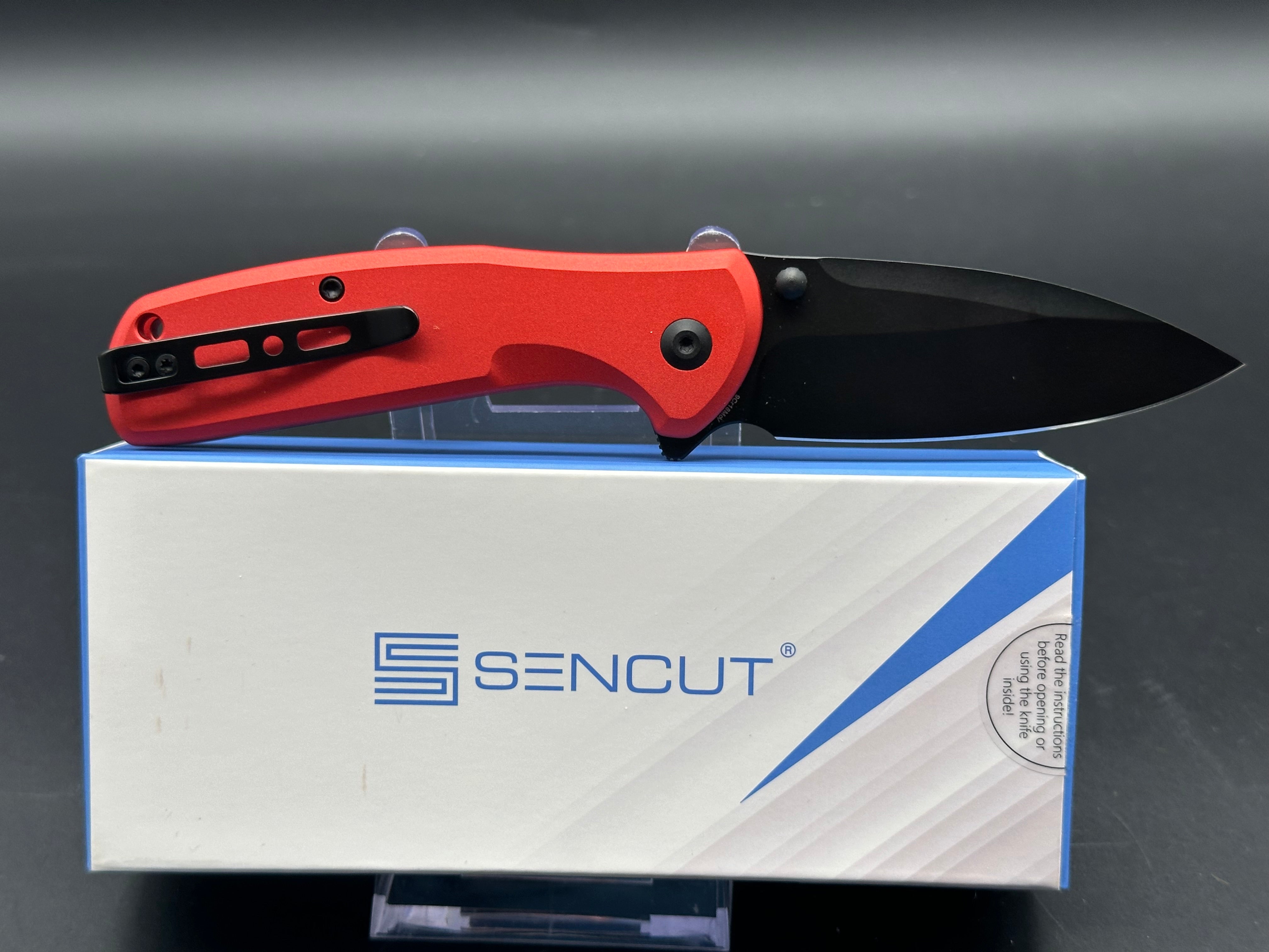 Sencut ArcBlast Red Aluminum Button Lock Folding Knife - EDC Pocket Knife for Outdoor Camping, Hiking & Everyday Carry
