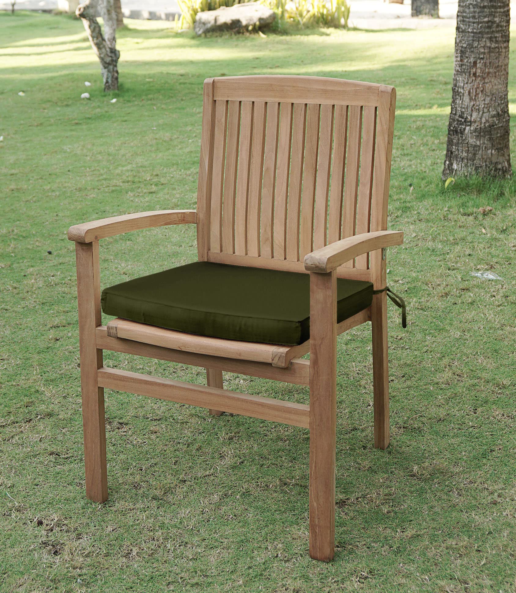 Premium 20x20 Inch Square Indoor/Outdoor Chair Cushions with Ties - Set of 2 Olive Green Patio Seat Cushions for Garden Furniture, Deck Chairs & Home Decor - Waterproof & UV Resistant for All-Weather Use