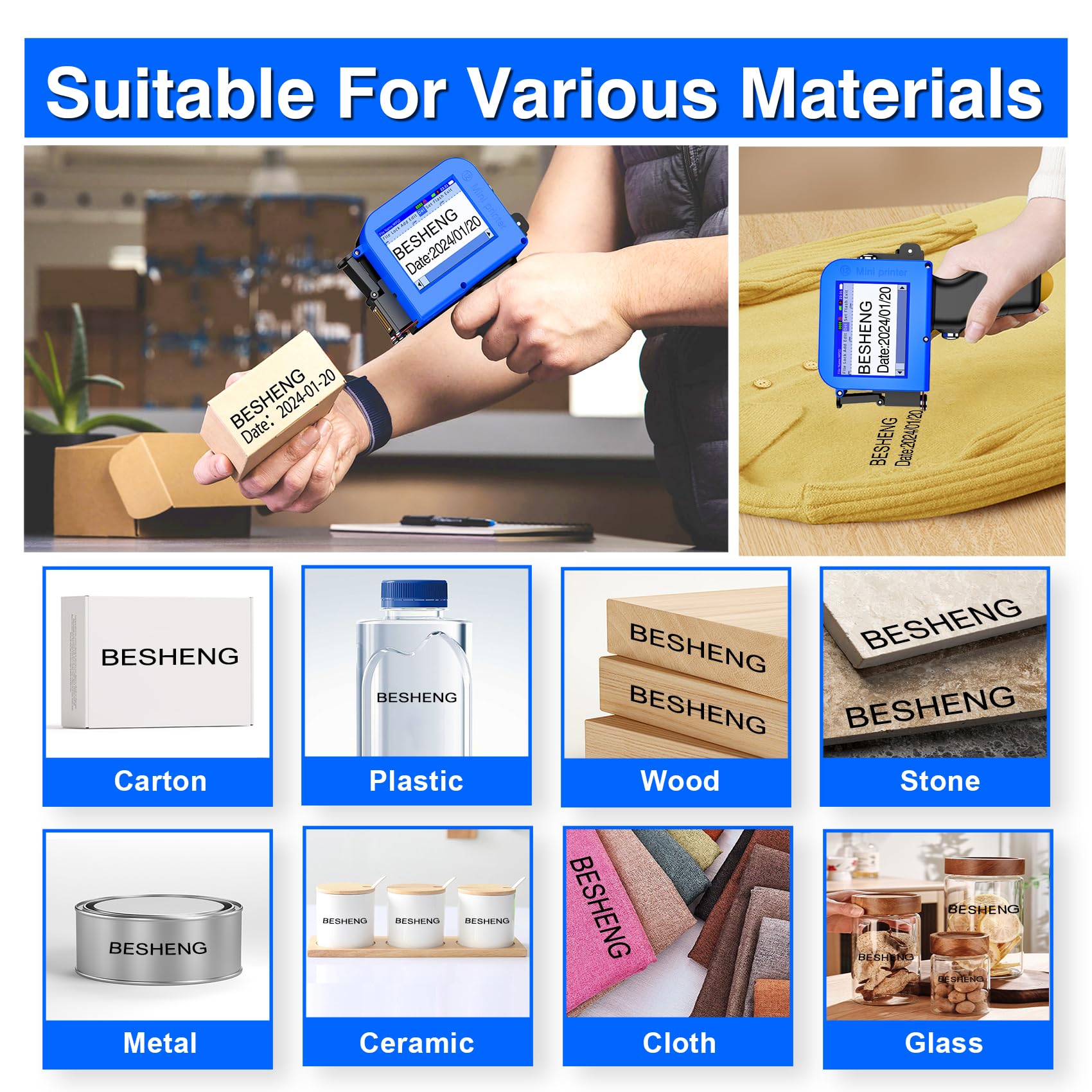 Portable Mini Handheld Inkjet Printer for Date/Batch/QR Code/Barcode - Fast-Drying 42ml Solvent Ink, Works on Any Surface (MP10, 0.5inch) - Ideal for Warehouse Labeling, Product Packaging & Industrial Marking