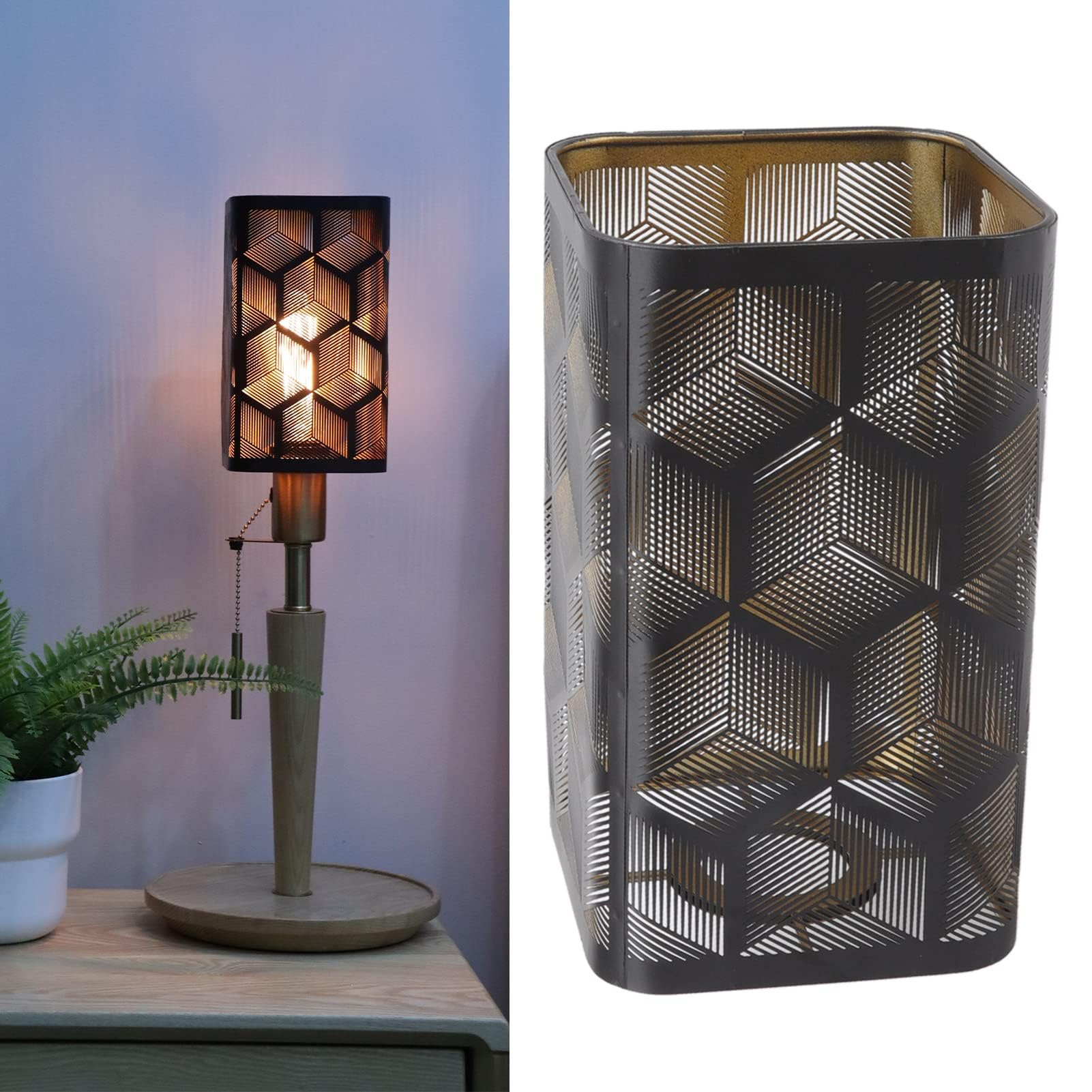 Modern Square Lamp Shade Replacement for Table Lamps - E26 E27 Detachable Metal Light Shade - Decorative Bedroom Lighting Accessory for Home Decor & Living Room Ambiance