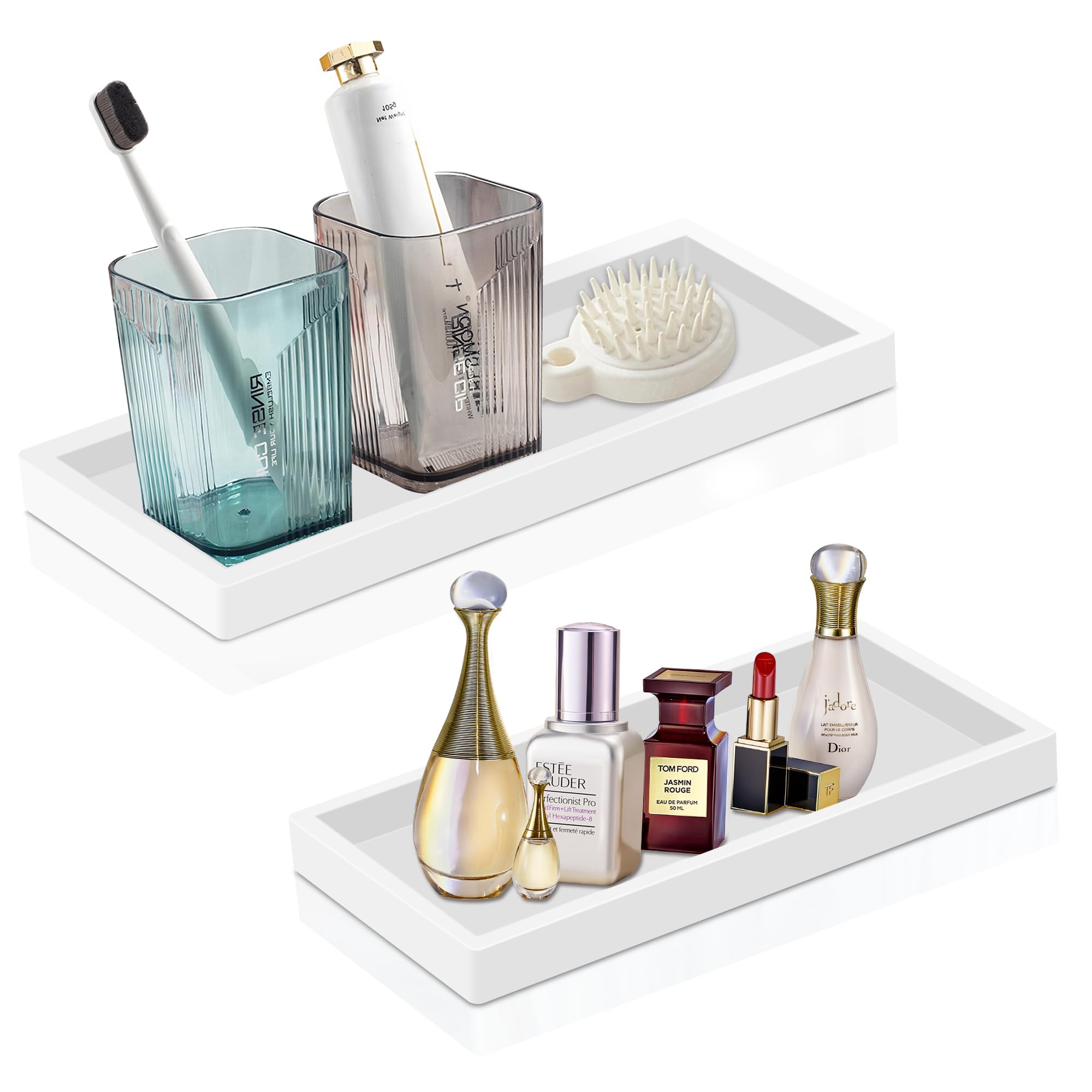 EGWON Shatterproof Silicone Bathroom Vanity Tray - Thick Non-Slip Soap Dispenser & Perfume Organizer for Toilet Tank or Dresser Top | Perfect for Bathroom Counter, Sink, and Vanity Organization