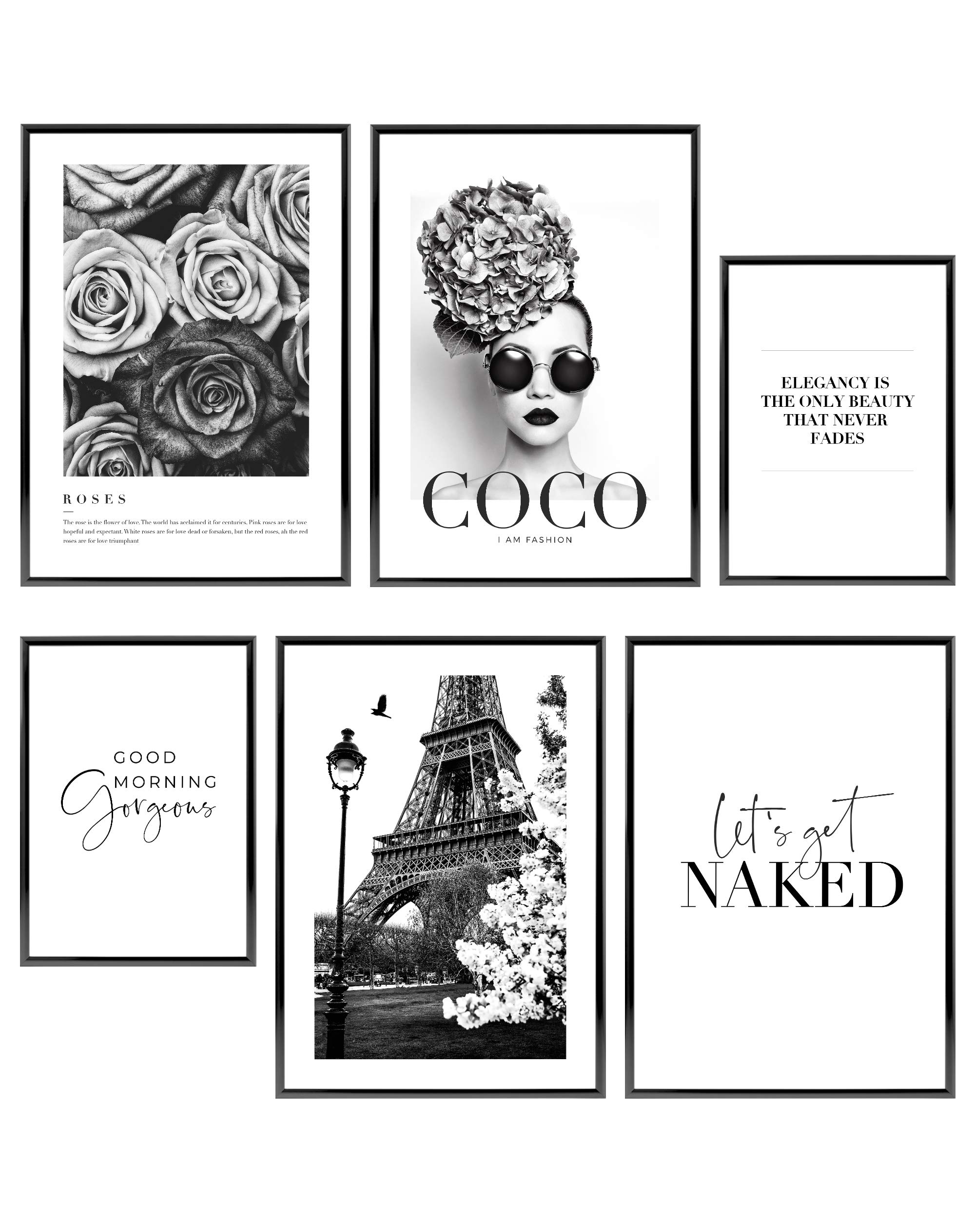 HEIMLICH Paris Wall Art Prints - Pink Bedroom Decor for Women, Unframed Fashion Poster (11x17 & 8x10) - Stylish Glam Wall Decor for Bedroom, Living Room & Office - Featuring Eiffel Tower & Coco Chanel Inspired Design