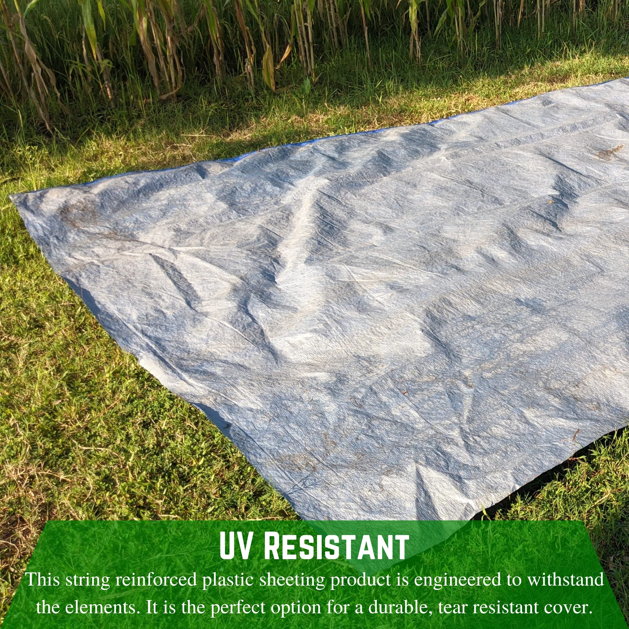 Dura Skrim 6 Mil Reinforced White Plastic Sheeting - 10' x 100' - Tear Resistant & Weatherproof Polyethylene Film Roll for Construction, Vapor Barrier - Farm Plastic Supply - Ideal for Greenhouses, Crawl Space Covers, and Temporary Roof Protection