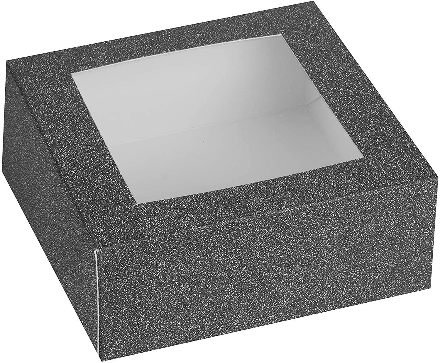 Hammont 4-Section Black Window Bakery Box – Perfect for Sharing Snacks, Cookies & Treats | Bulk Case of 72 (6”x6”x2.5”) | Ideal for Parties, Gifts & Retail Packaging