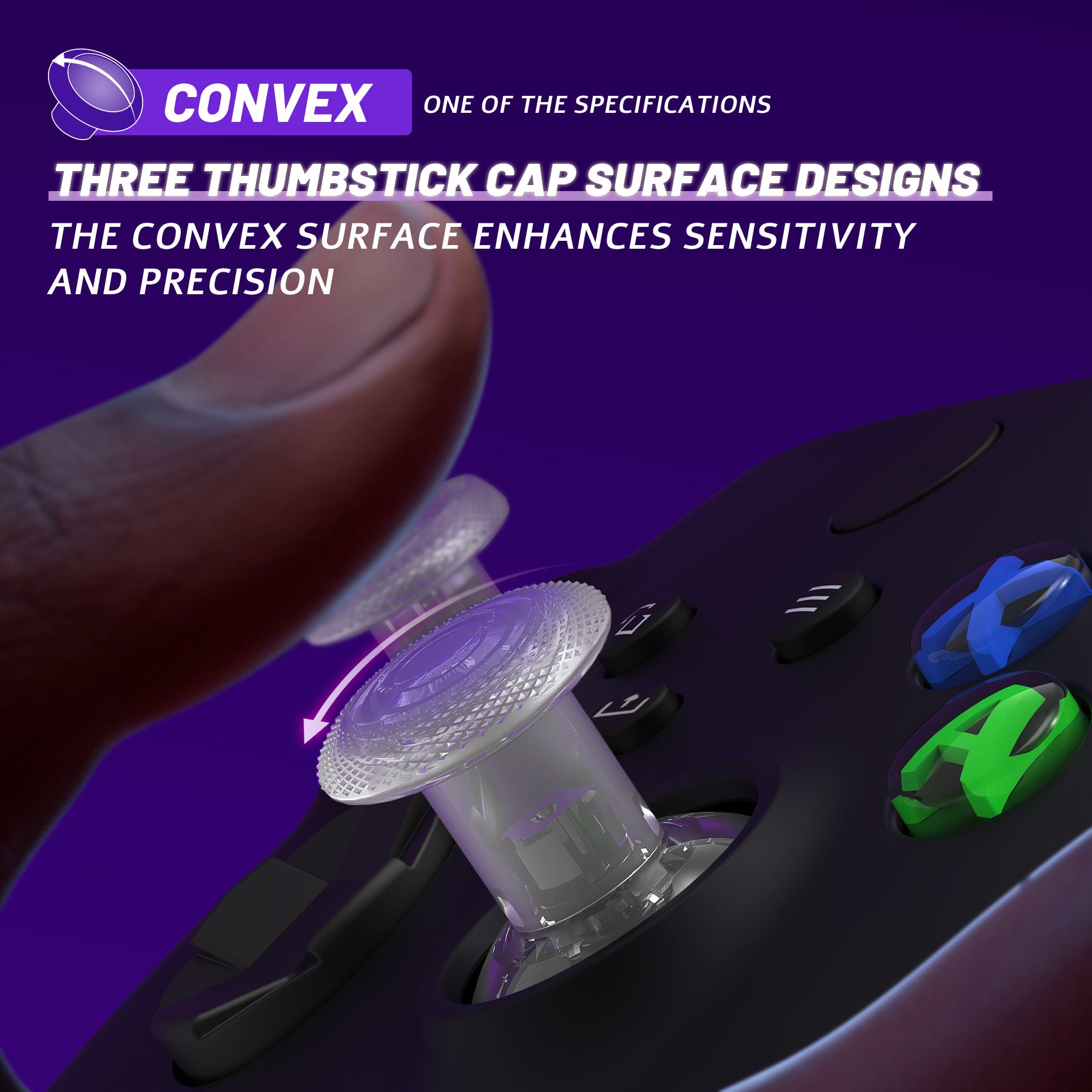 eXtremeRate ThumbsGear V3 Interchangeable Thumbsticks for Xbox Core Controller - 4 Height Adjustable Convex & Concave Grip Joysticks Compatible with Xbox One S/X/Elite & Nintendo Switch Pro Controller (Clear, VRVX3M003) - Perfect for Gaming, FPS, Racing & VR Gaming