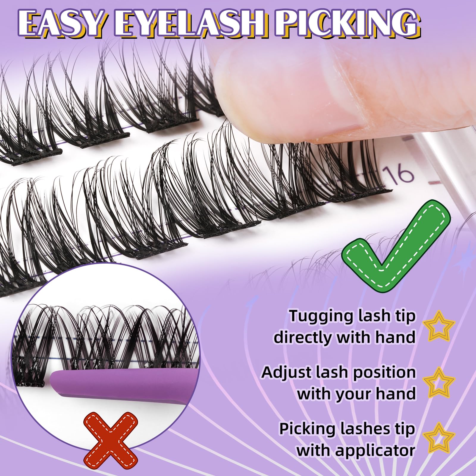 B&Qaugen Self Adhesive Eyelashes SA02 - 48 PCS Reusable No Glue Press On Lashes, D Curl 10-16mm with Lash Tweezers, 1 Step DIY Easy Apply False Eyelashes for Natural Look (SA02-D) - Perfect for Daily Wear, Parties, Weddings & Special Occasions
