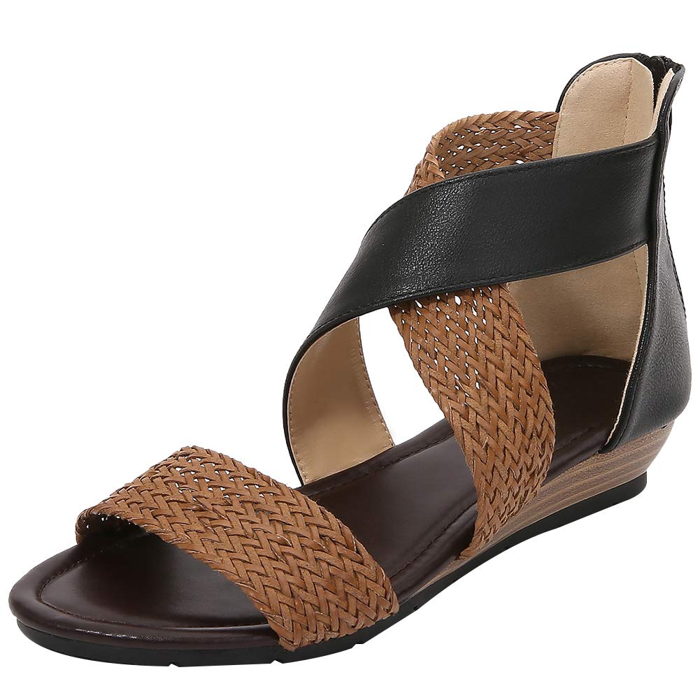 Rismart Women's Open Toe Gladiator Sandals - Criss Cross Strap Summer Sandals for Beach, Vacation & Casual Wear