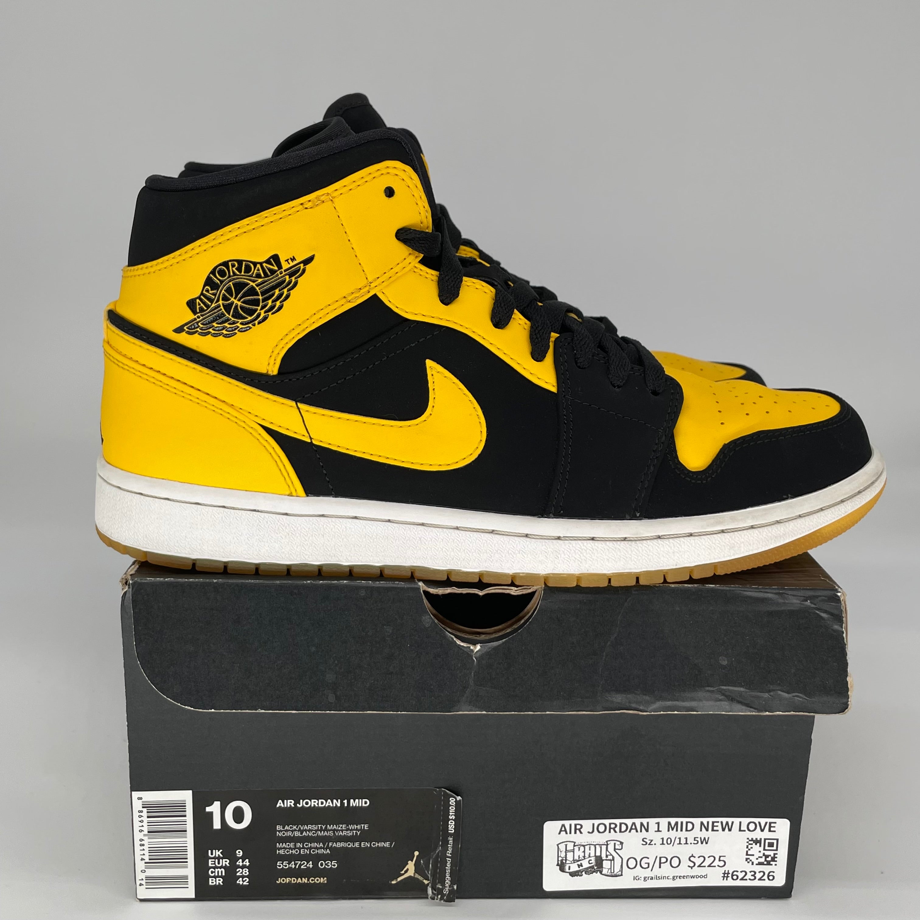 Original: AIR JORDAN 1 MID NEW LOVE SIZE 10 554724 036   Optimized: Air Jordan 1 Mid 'New Love' Sneakers - Men's Size 10 (554724-036) - Retro Basketball Shoes for Casual Wear & Street Style
