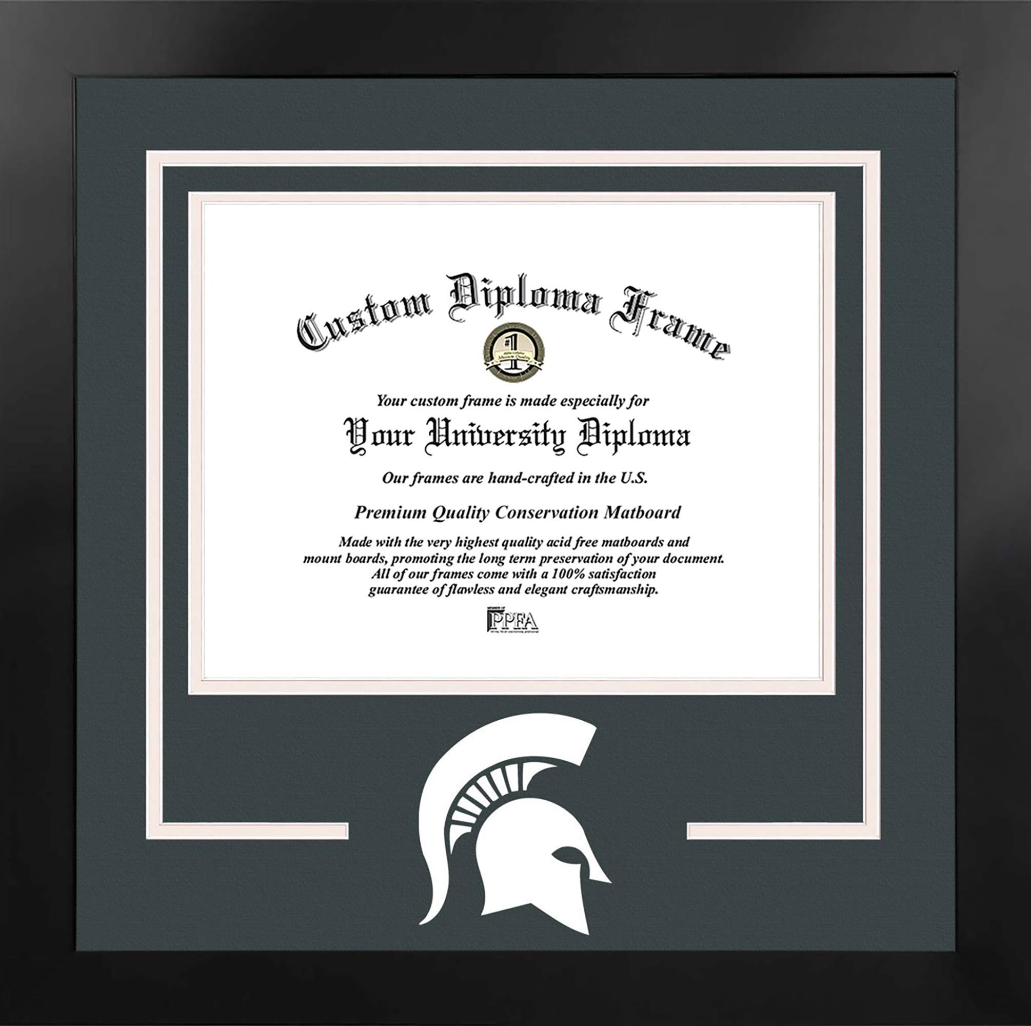 NCAA Michigan State Spartans Unisex Diploma Frame - Black Manhattan Style with Bonus Lithograph - Perfect for Graduation Gifts & College Decor