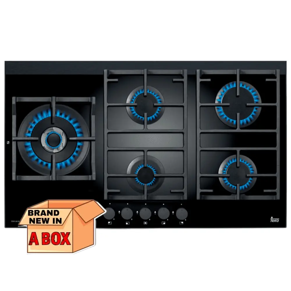 Teka CGWLUX905 90cm Natural Gas Glass Cooktop - Premium Gas Stove for Modern Kitchens | Perfect for Home Cooking, Baking & Entertaining