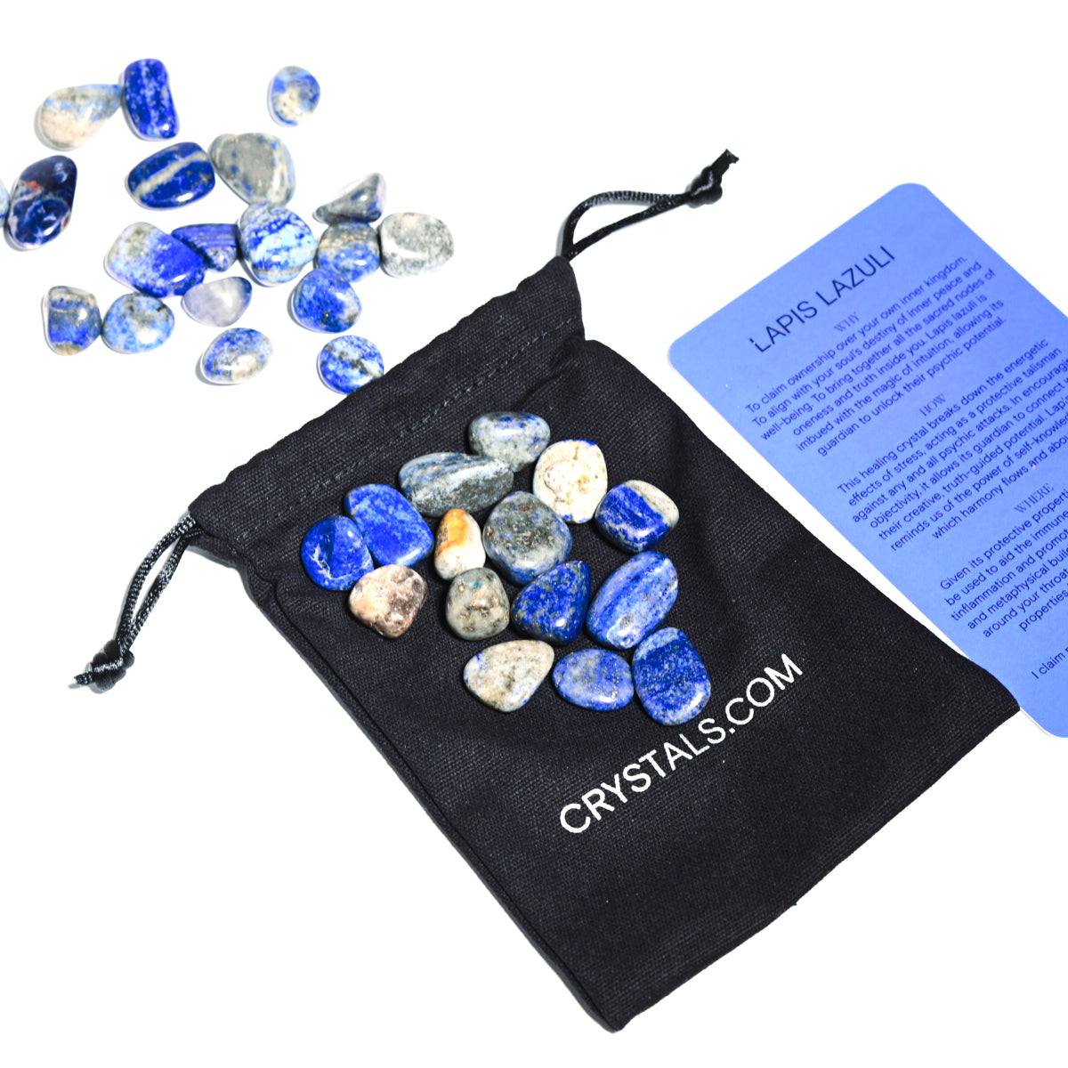 Natural Lapis Lazuli Tumbled Stones in Velvet Pouch - Healing Crystal Set for Meditation, Chakra Balancing & Jewelry Making