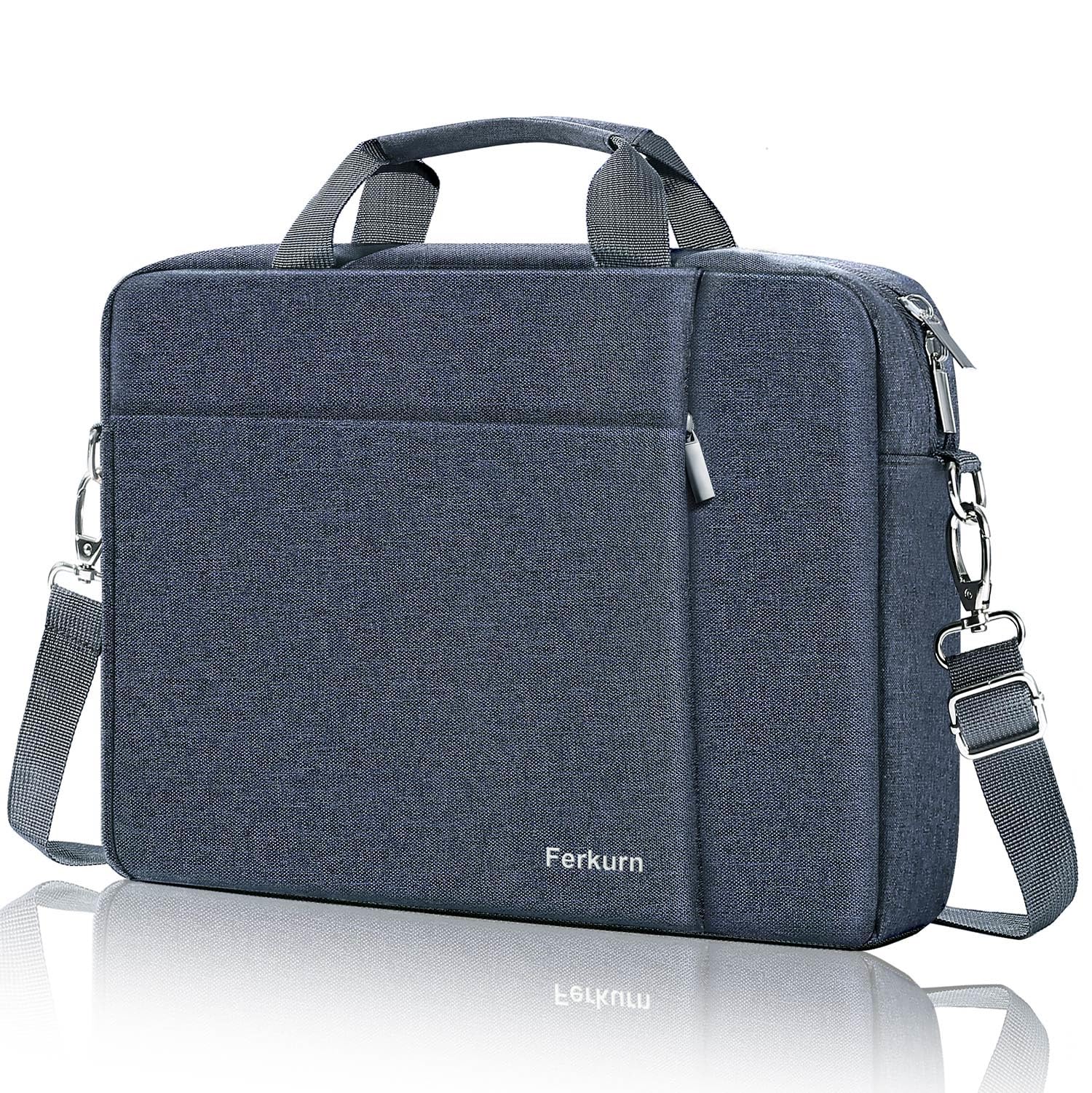 Ferkurn 14 15 15.6 Inch Laptop Bag for Women & Men - Slim Briefcase Messenger Bag Compatible with HP Pavilion, Dell Inspiron XPS, Lenovo ThinkPad, ASUS VivoBook, Acer Chromebook & More - Perfect for Work, School & Travel - Gray