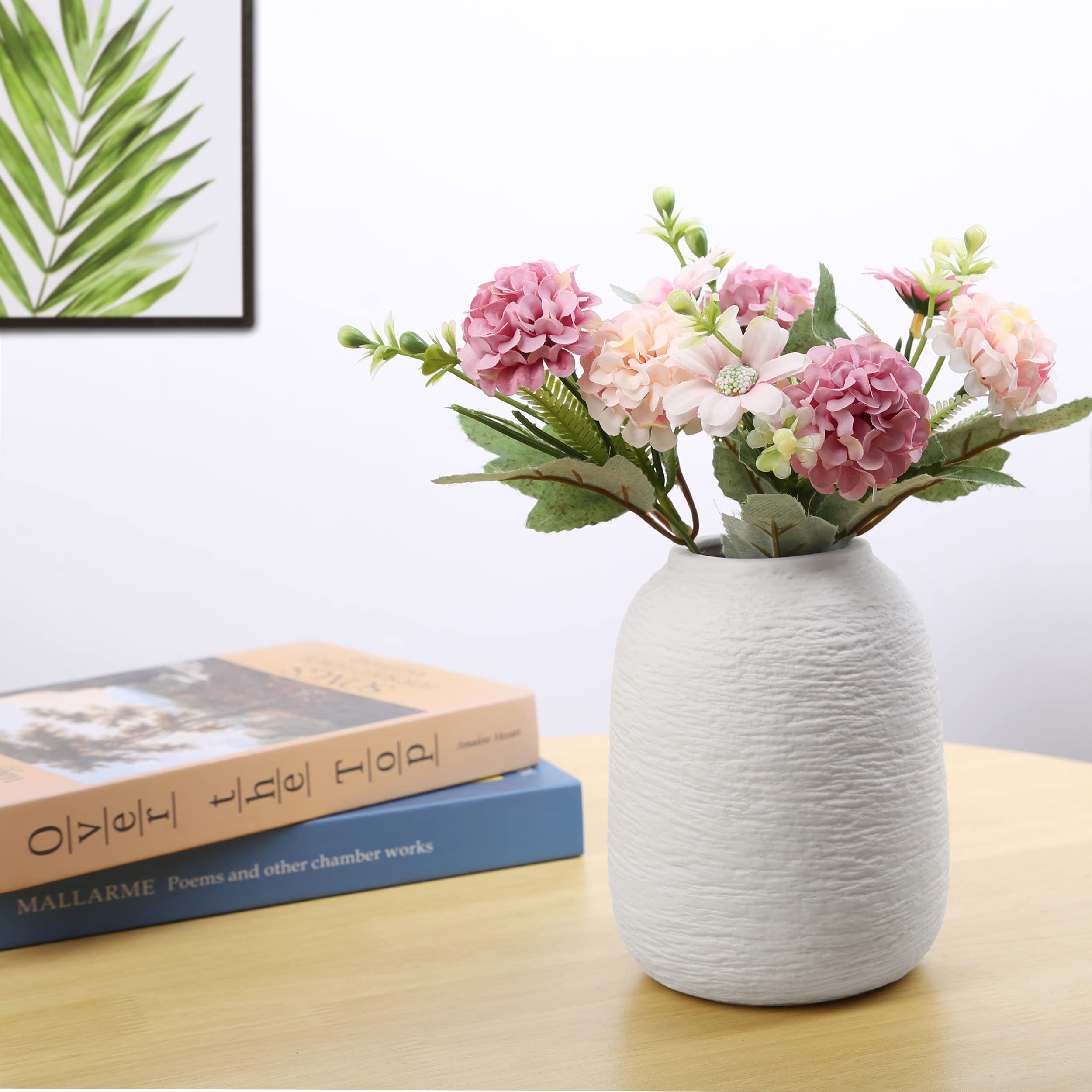 Minimalist White Ceramic Vase - 5.9 Inch Home Decor for Living Room, Bedroom & Office - Perfect for Christmas, Independence Day & Holiday Decorations (ZJ White)