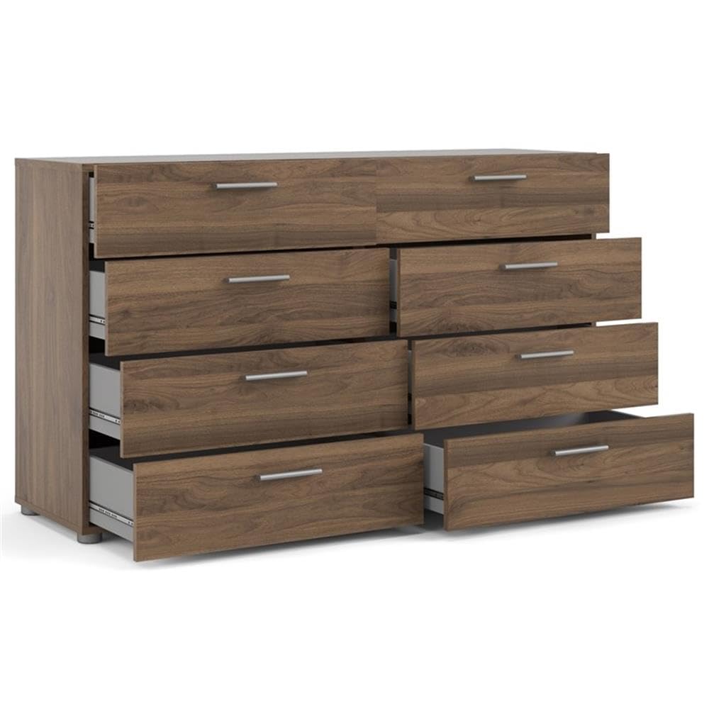 Pemberly Row 8-Drawer Double Dresser in Walnut - Solid Wood Bedroom Furniture for Storage & Organization | Perfect for Master Bedroom, Guest Room & Nursery