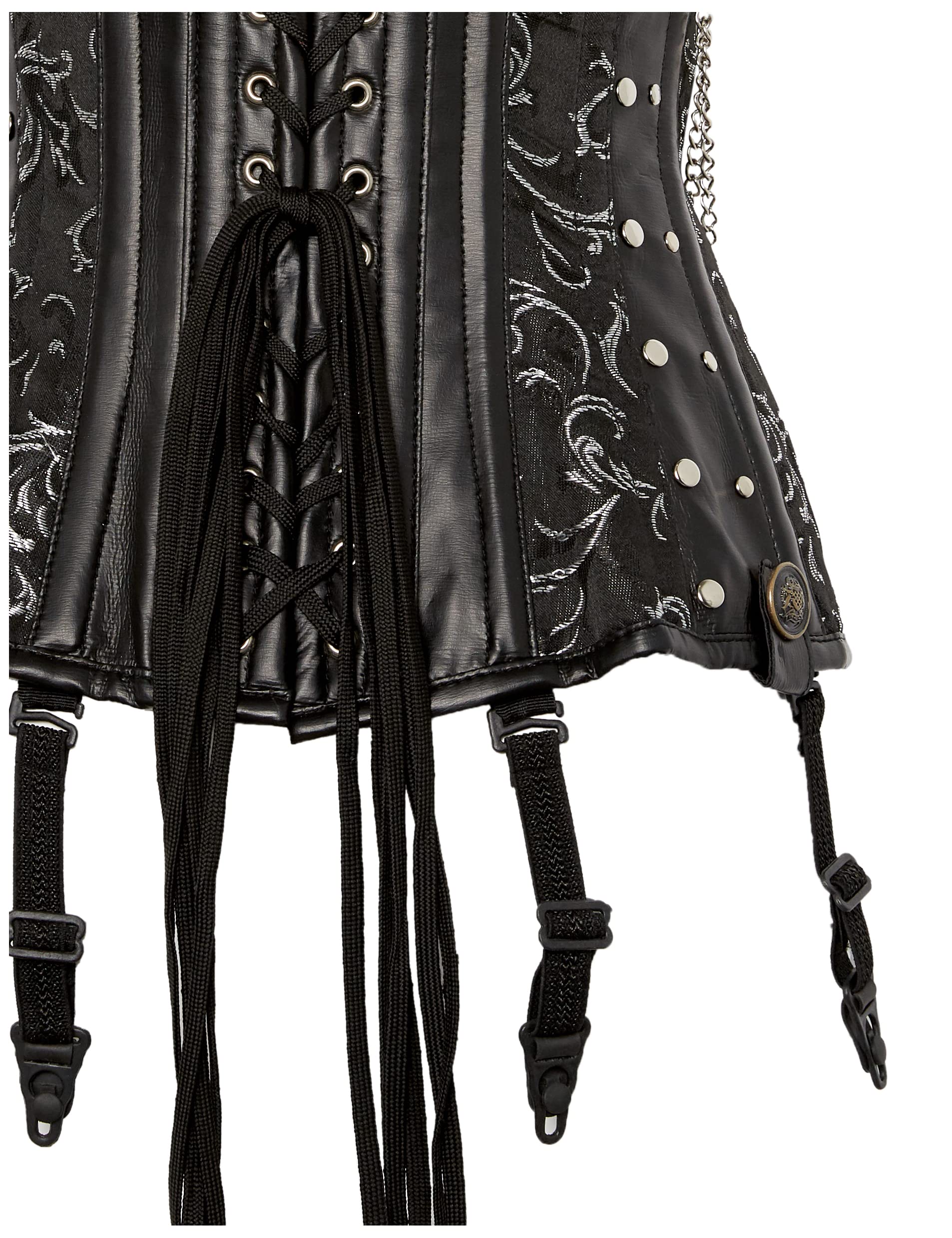 Steel Boned Underbust Corset for Women with Chains & Clasps - Daisy Corset for Waist Training, Burlesque, Cosplay & Gothic Fashion