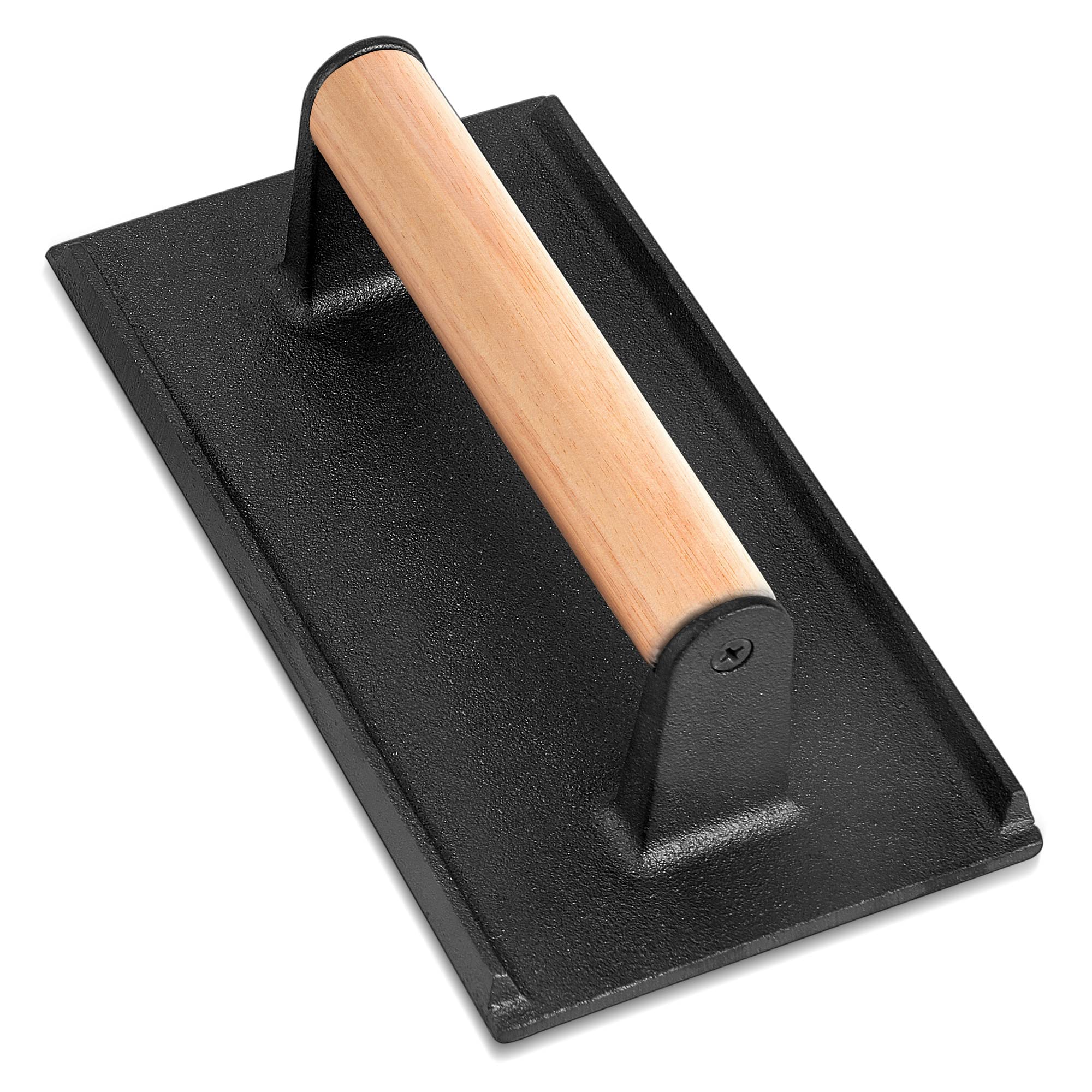 Leonyo Heavy Duty Cast Iron Grill Press with Wood Handle - Pre-Seasoned Bacon Press & Burger Smasher for Griddle Cooking - Perfect for Burgers, Steak, Panini, Sandwiches (8.2