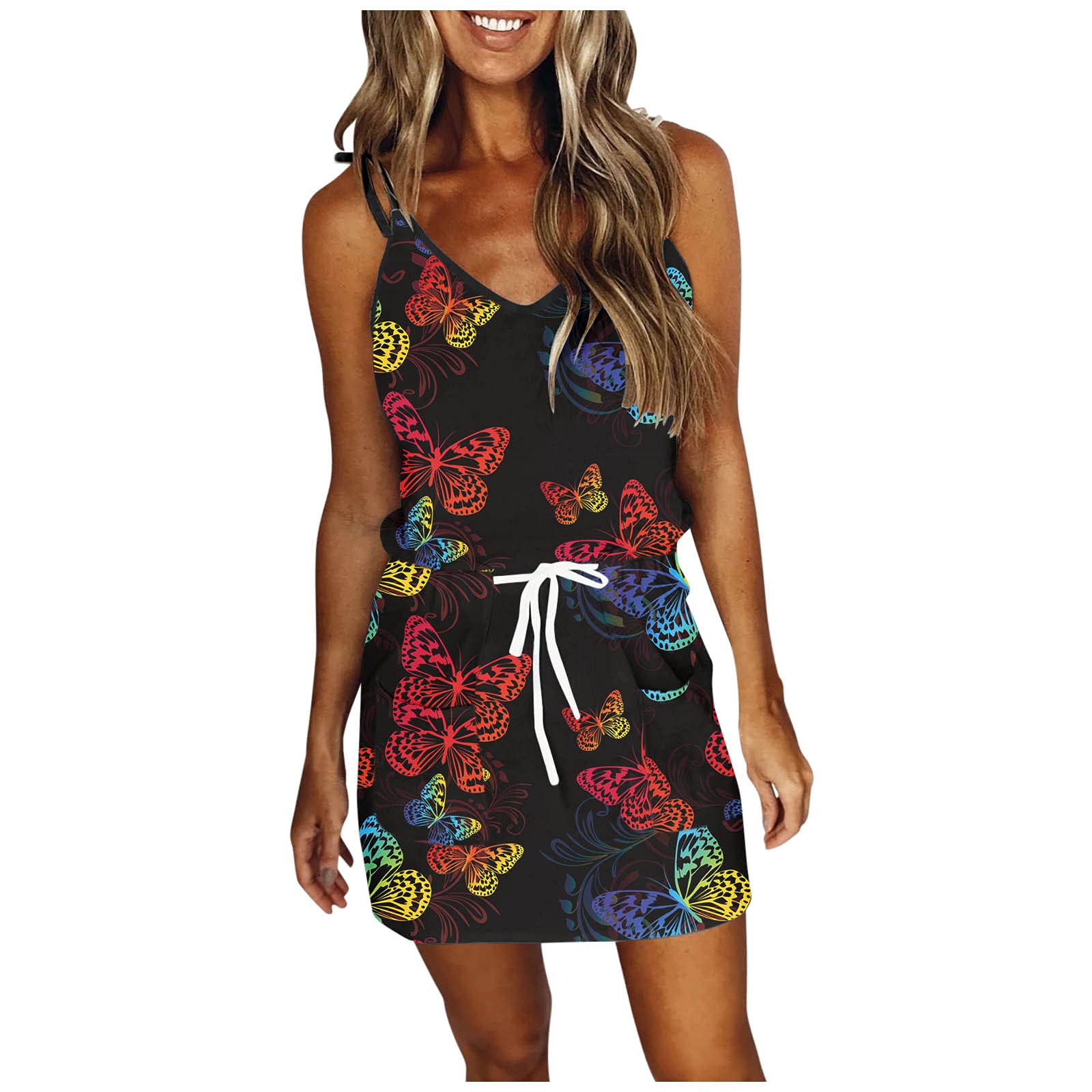 Sexy ORT Short Mini Dresses for Women - Summer Spaghetti Strap Sleeveless Dress | Perfect for Beach, Party & Night Out