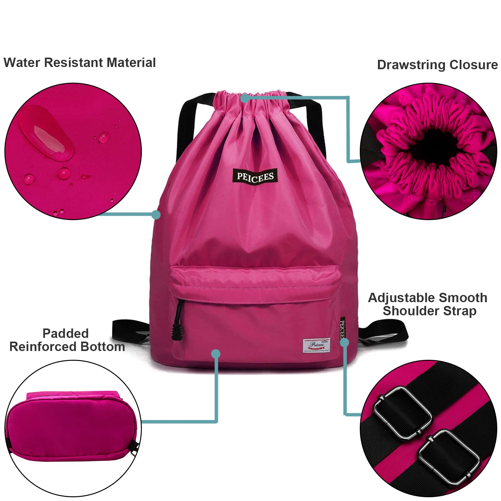 Waterproof Drawstring Backpack - Lightweight Sports Sackpack for Men & Women - Perfect for Gym, Running, Travel & Outdoor Activities