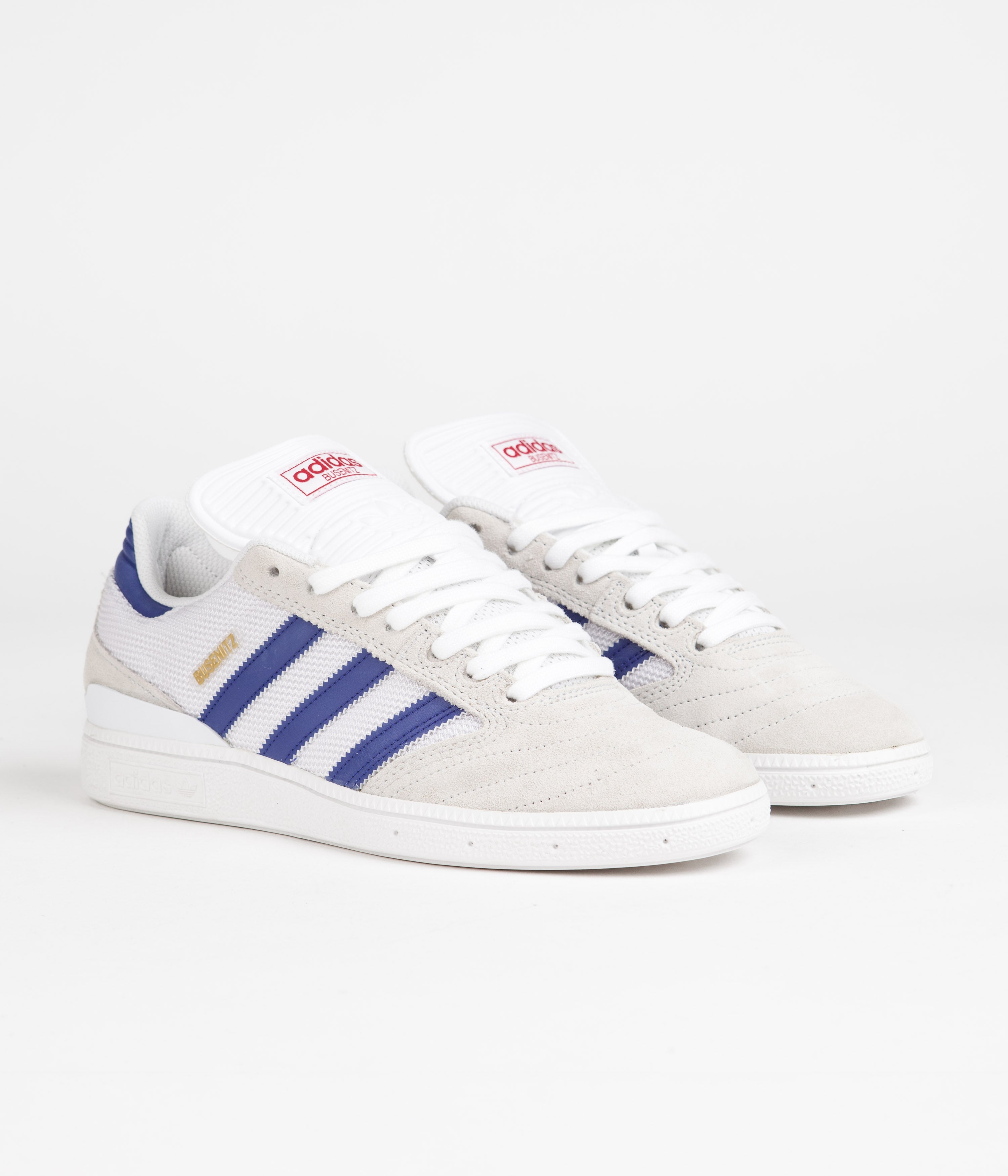 Adidas Busenitz Pro Skate Shoes for Men - Crystal White/Semi Lucid Blue/Gold Metallic - Durable Sneakers for Skateboarding & Streetwear Fashion