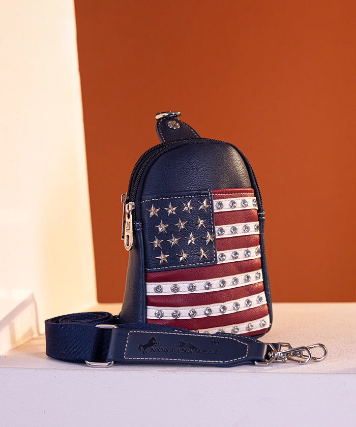 Montana West American Flag Sling Bag - Patriotic Crossbody Purse for Women, Perfect for Travel, Shopping & Outdoor Adventures