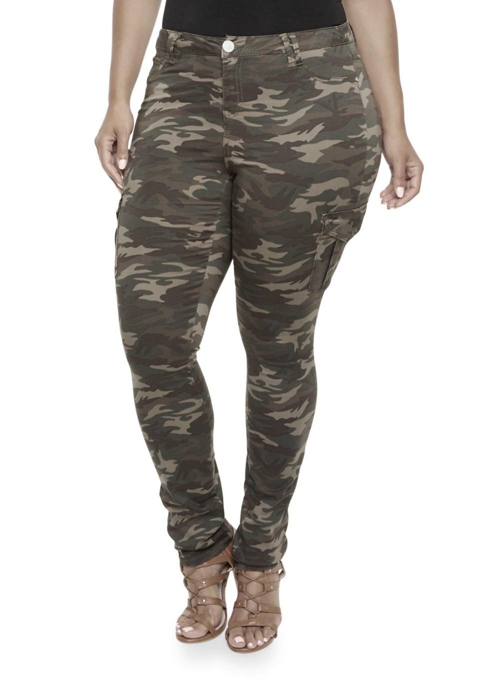 Jack David Women's Plus Size Camouflage Cargo Skinny Jeans - Stretch Denim Jogger Pants for Casual Wear & Outdoor Adventures