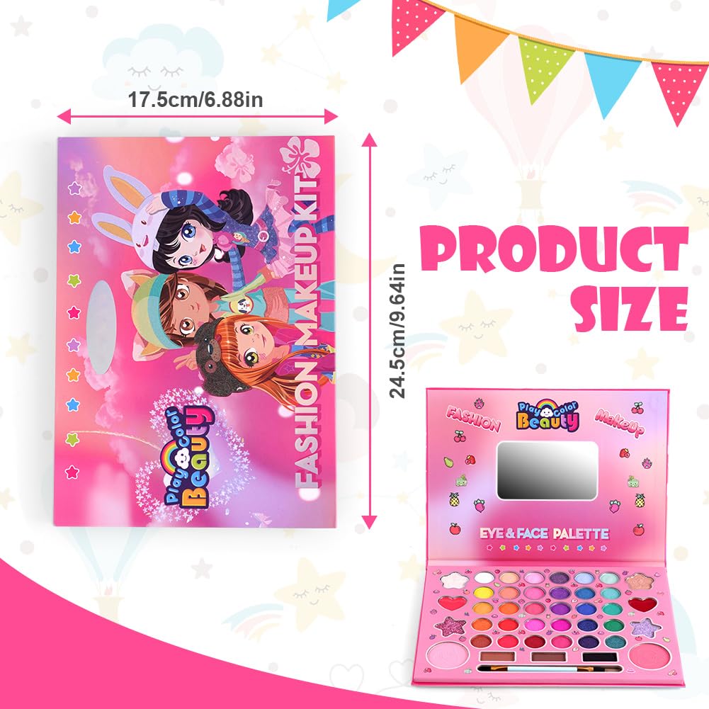 Aomig Girls Makeup Set - 41 Color Kids Makeup Kit with Brushes, Safe & Non-Toxic Cosmetic Toy for Birthday, Christmas & Party | Perfect for Dress-Up, Pretend Play & Special Occasions